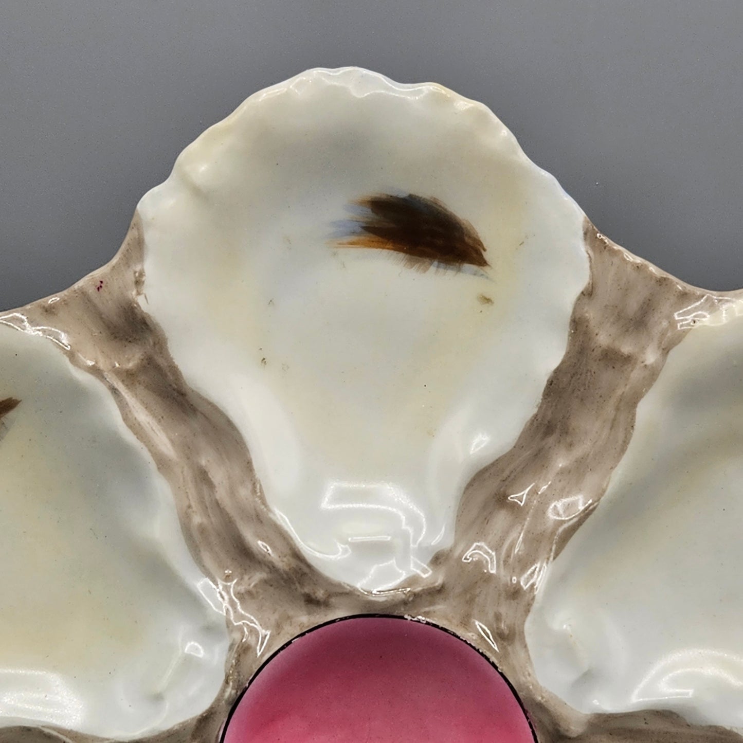 Antique French Majolica Oyster Plate