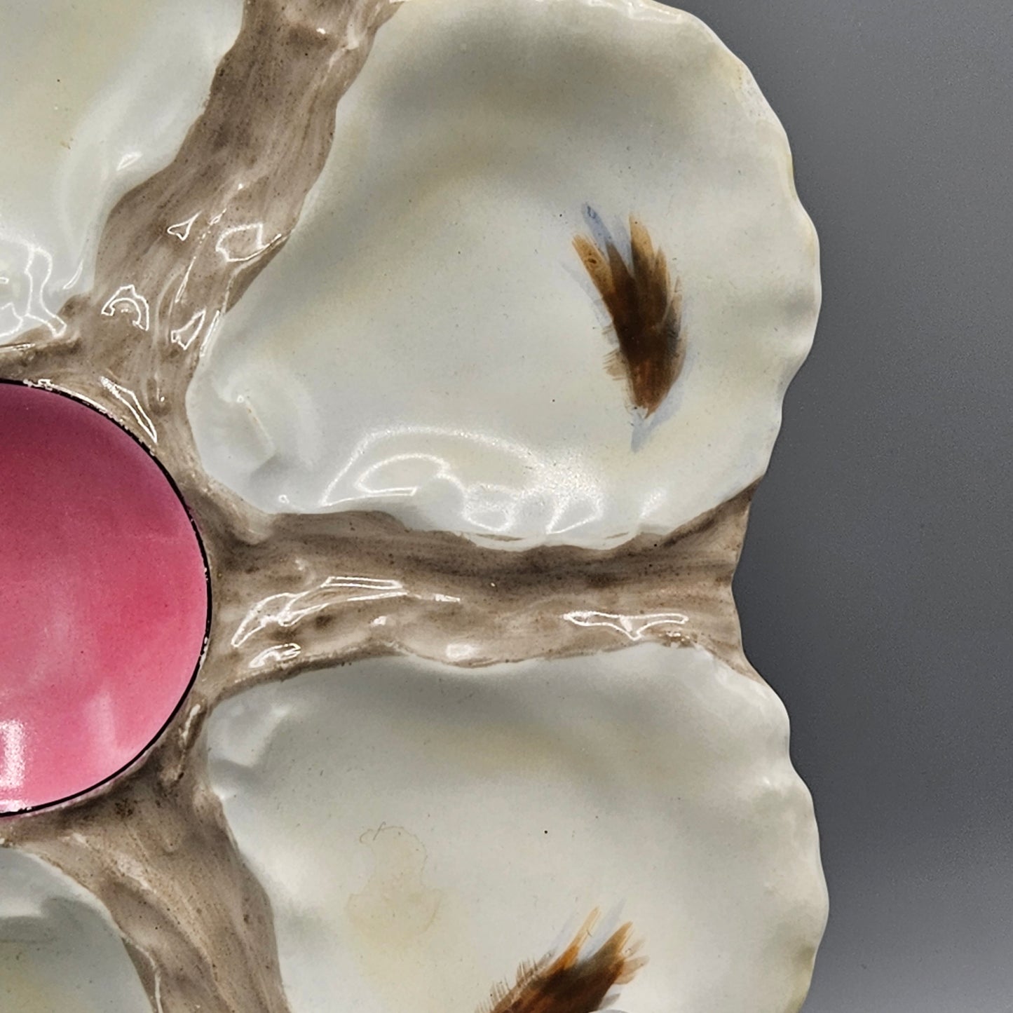 Antique French Majolica Oyster Plate