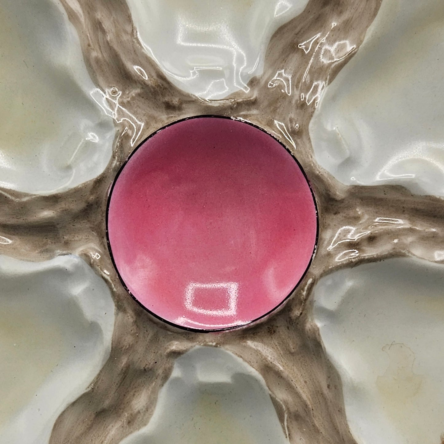 Antique French Majolica Oyster Plate
