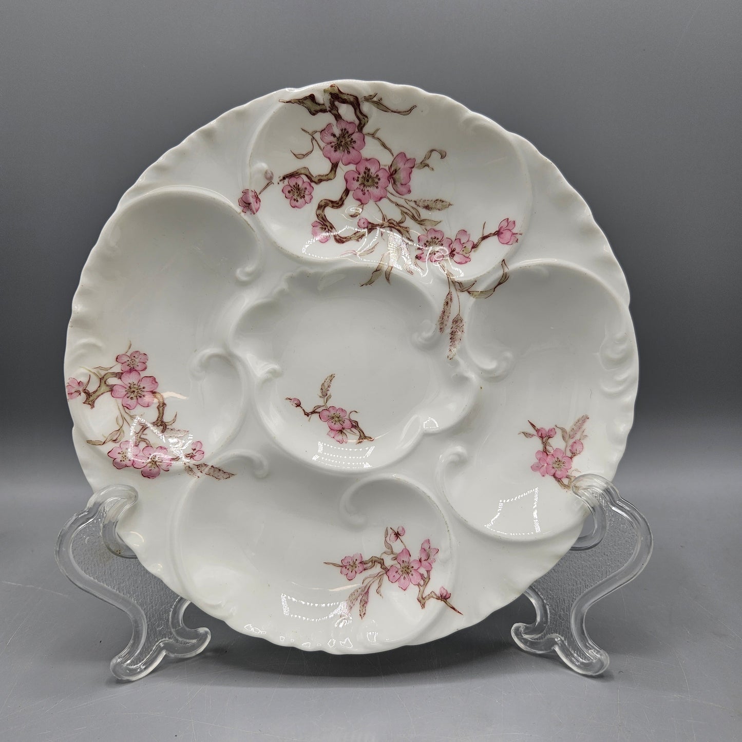 Haviland & Co Limoges Porcelain Oyster Plate with Dogwood Blossoms