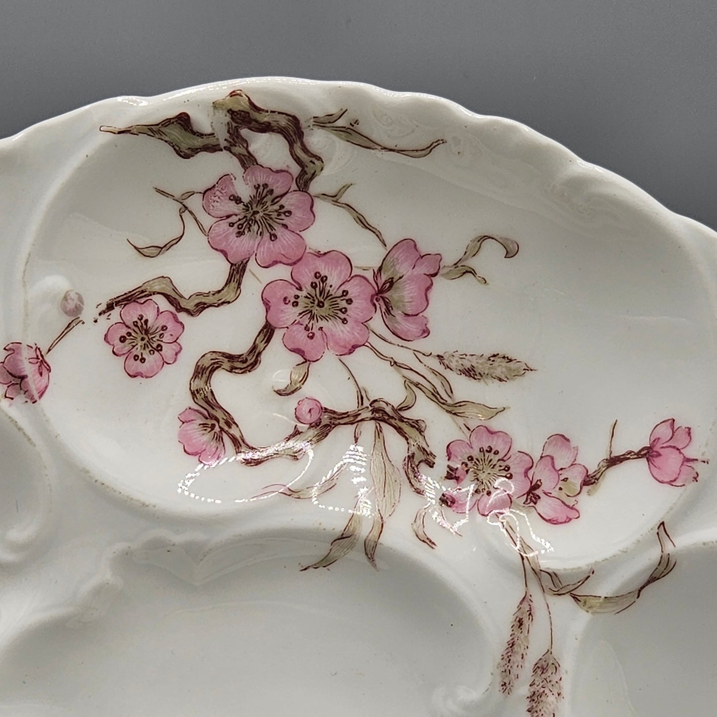Haviland & Co Limoges Porcelain Oyster Plate with Dogwood Blossoms