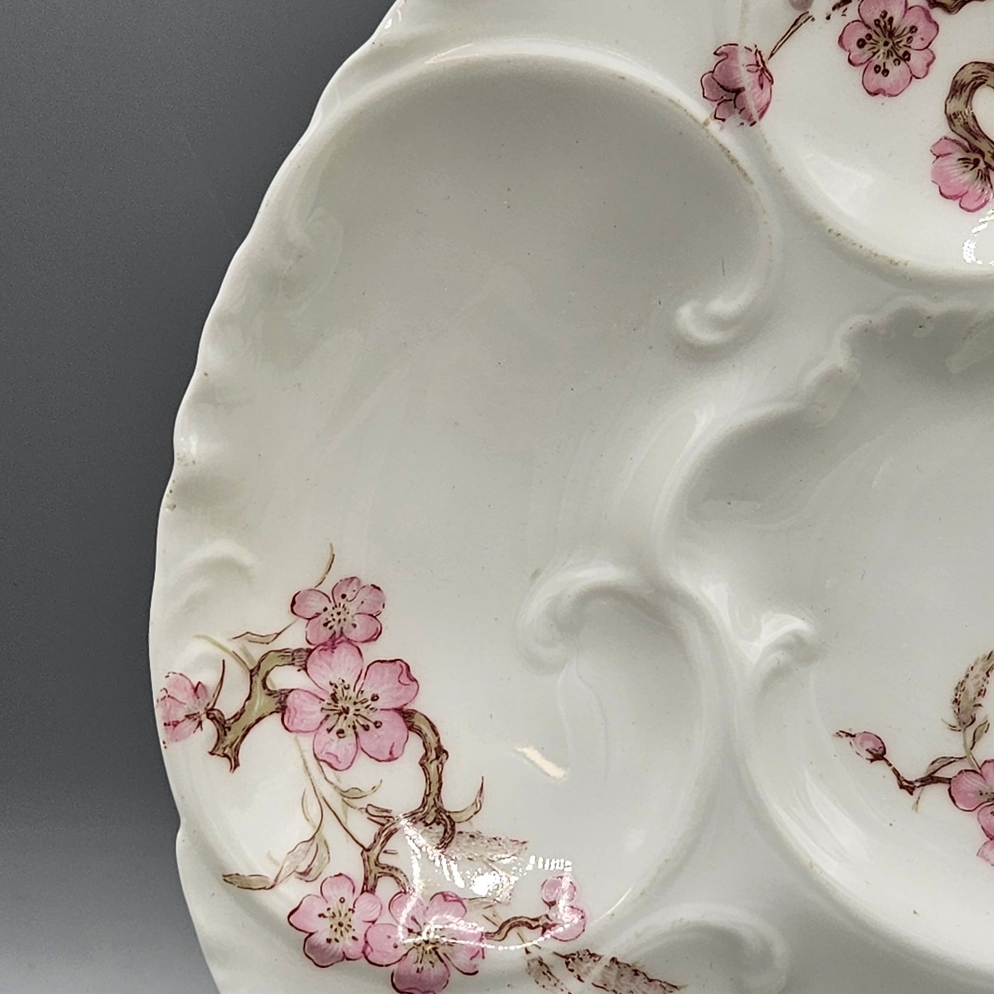 Haviland & Co Limoges Porcelain Oyster Plate with Dogwood Blossoms