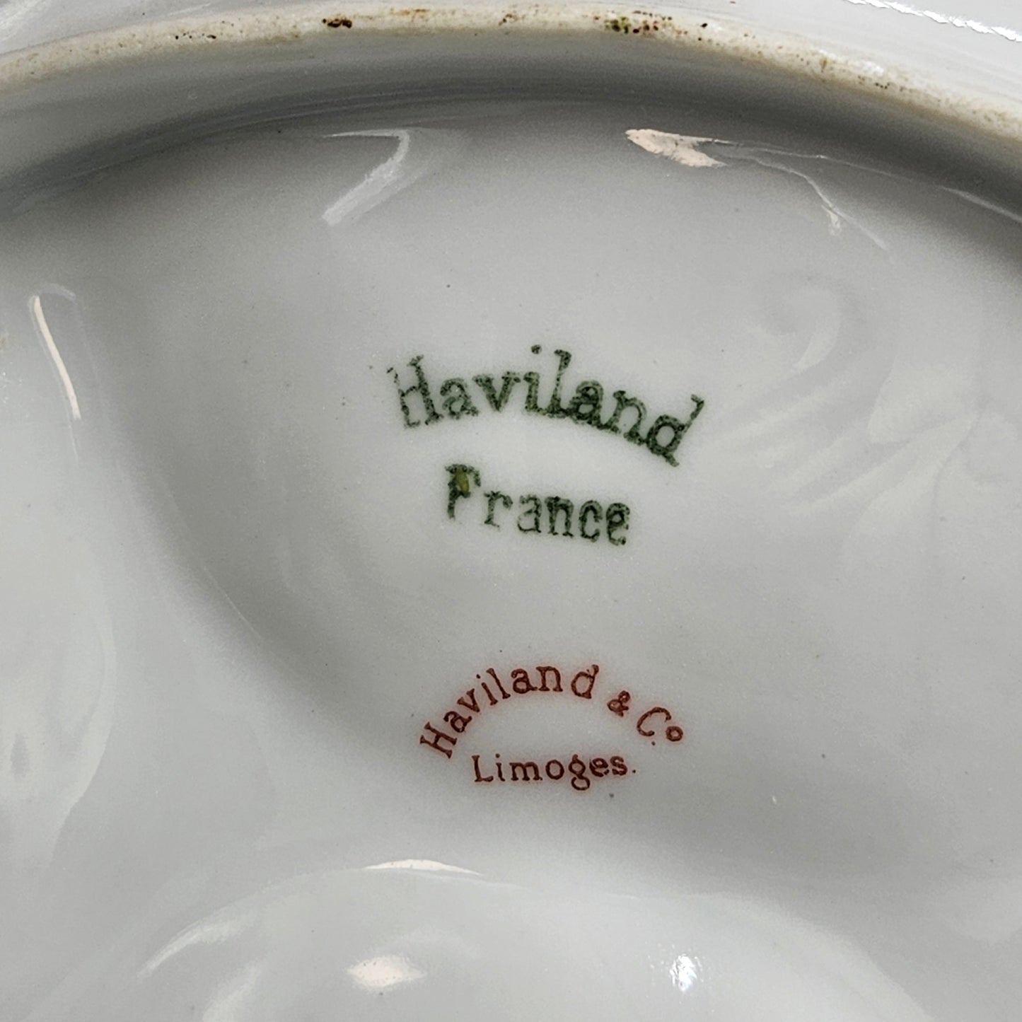 Haviland & Co Limoges Porcelain Oyster Plate with Laurel Leaf Border