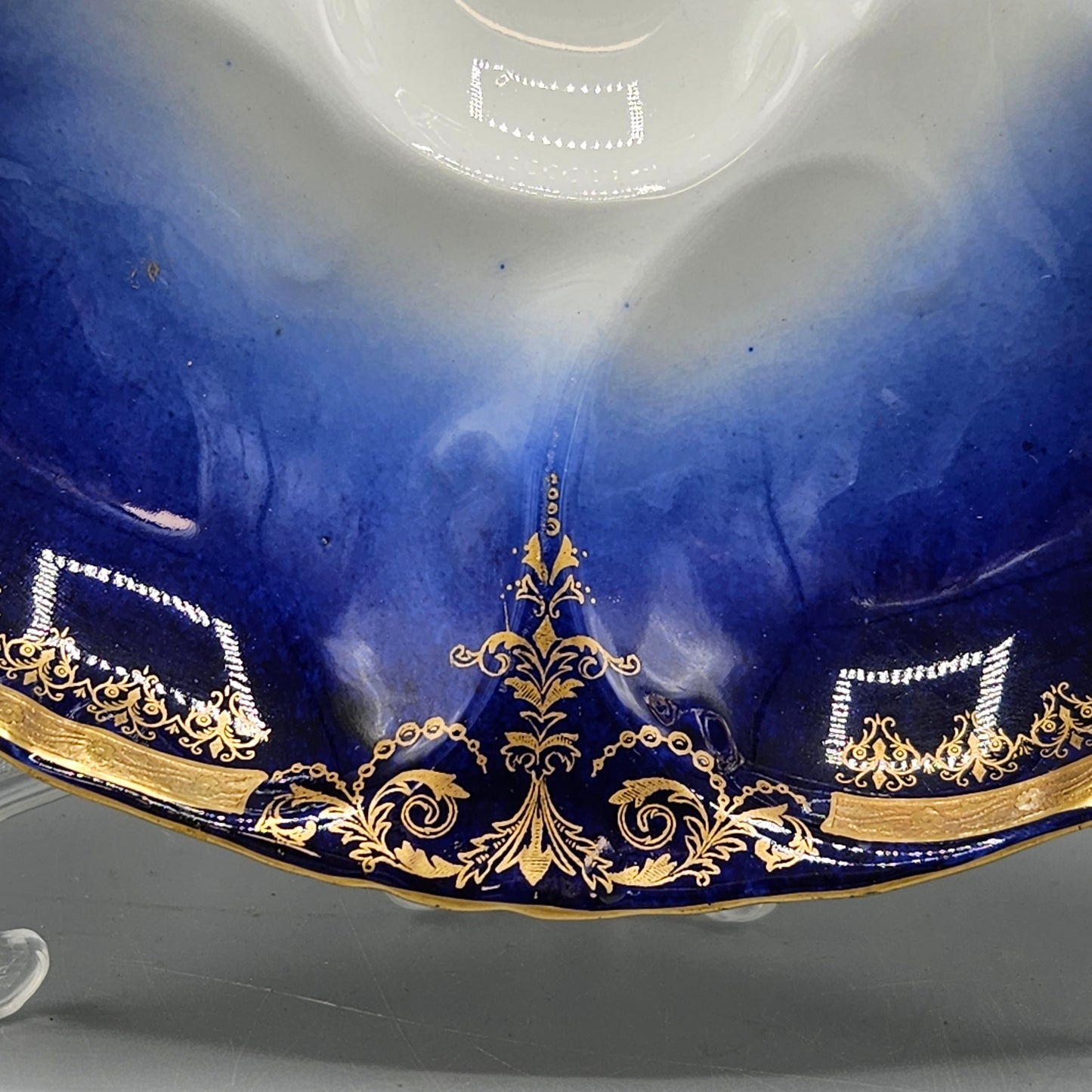 OP Co Onondaga Pottery (Syracuse China) Cobalt Blue Ground Oyster Plate