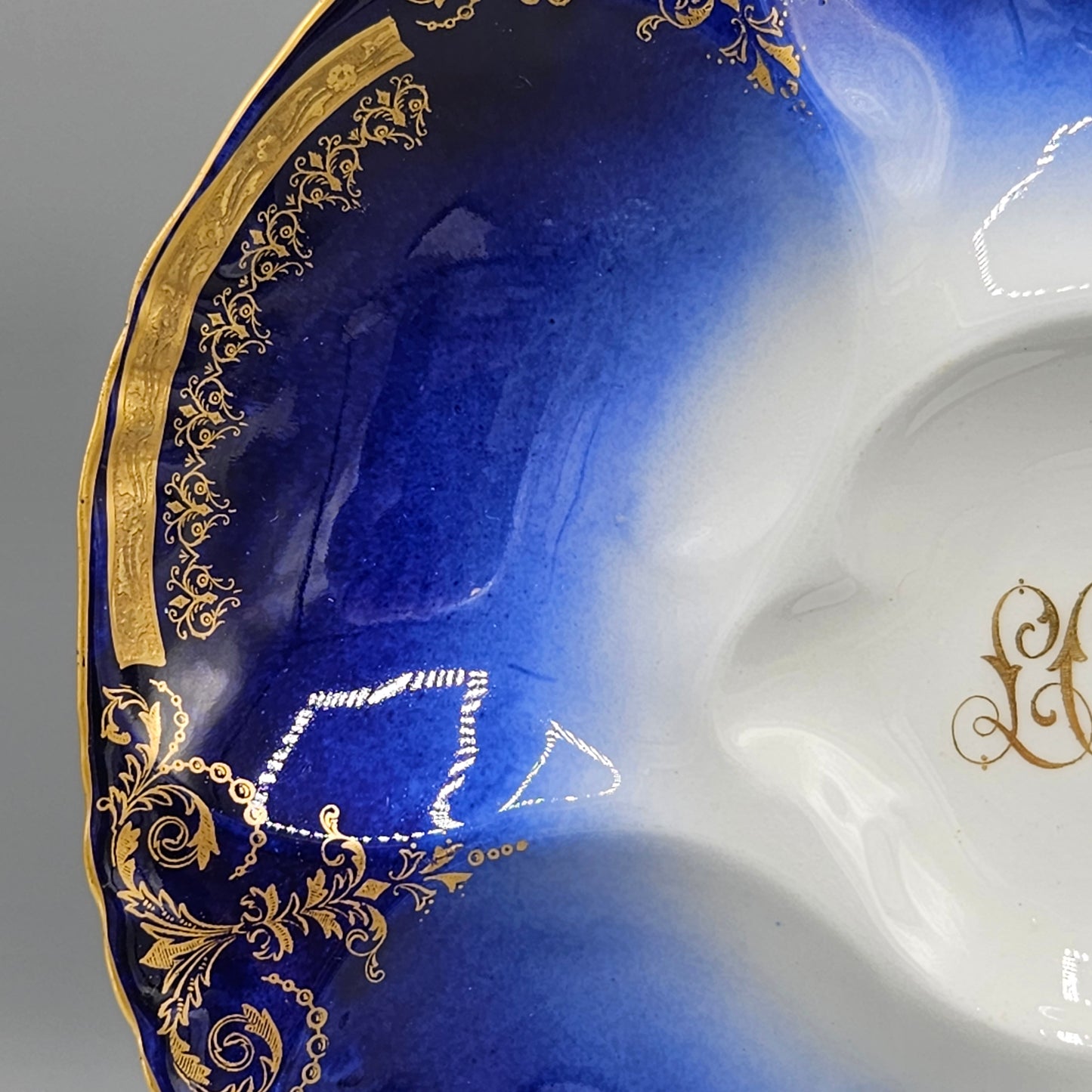 OP Co Onondaga Pottery (Syracuse China) Cobalt Blue Ground Oyster Plate