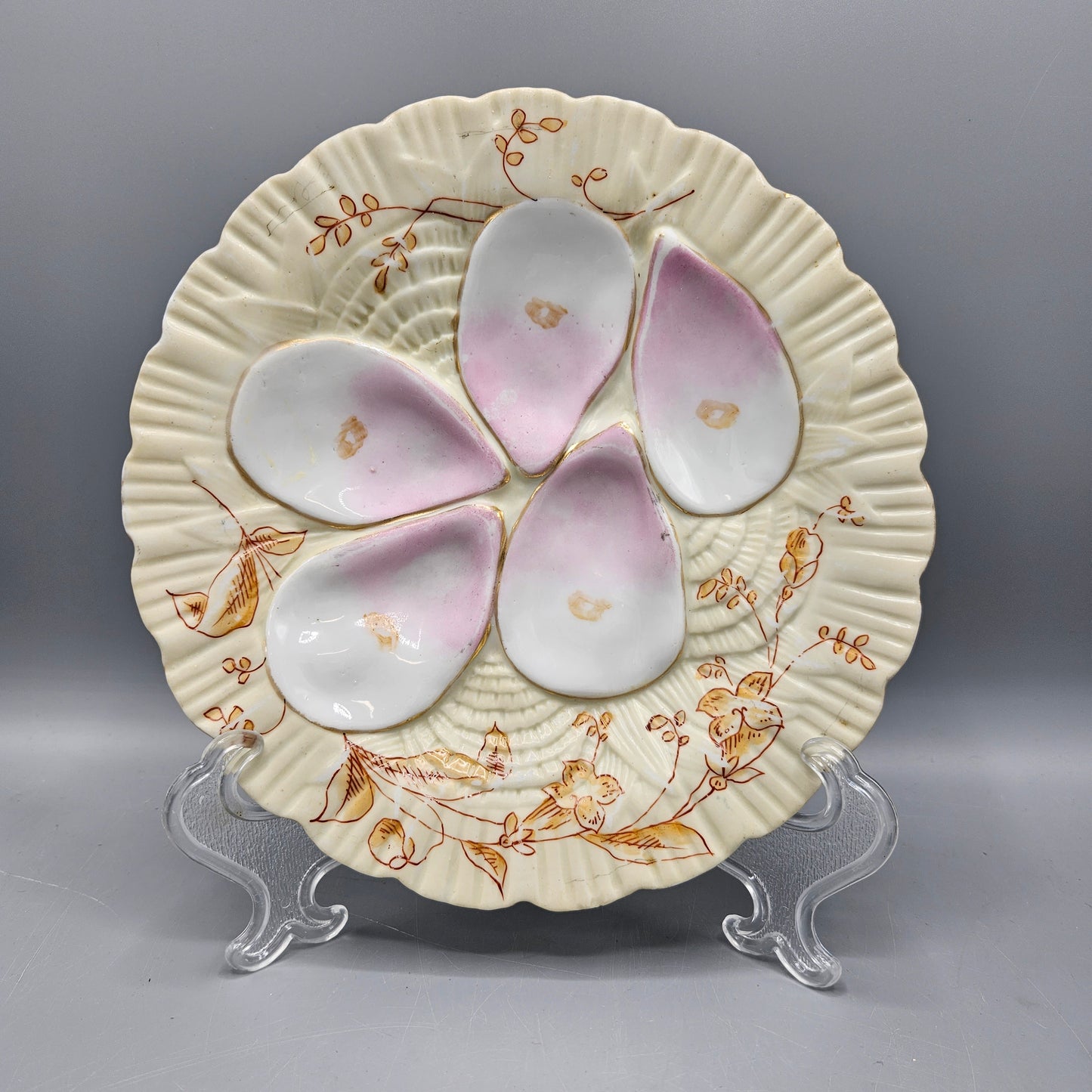 Limoges Porcelain Oyster Plate - Pale Yellow Ground
