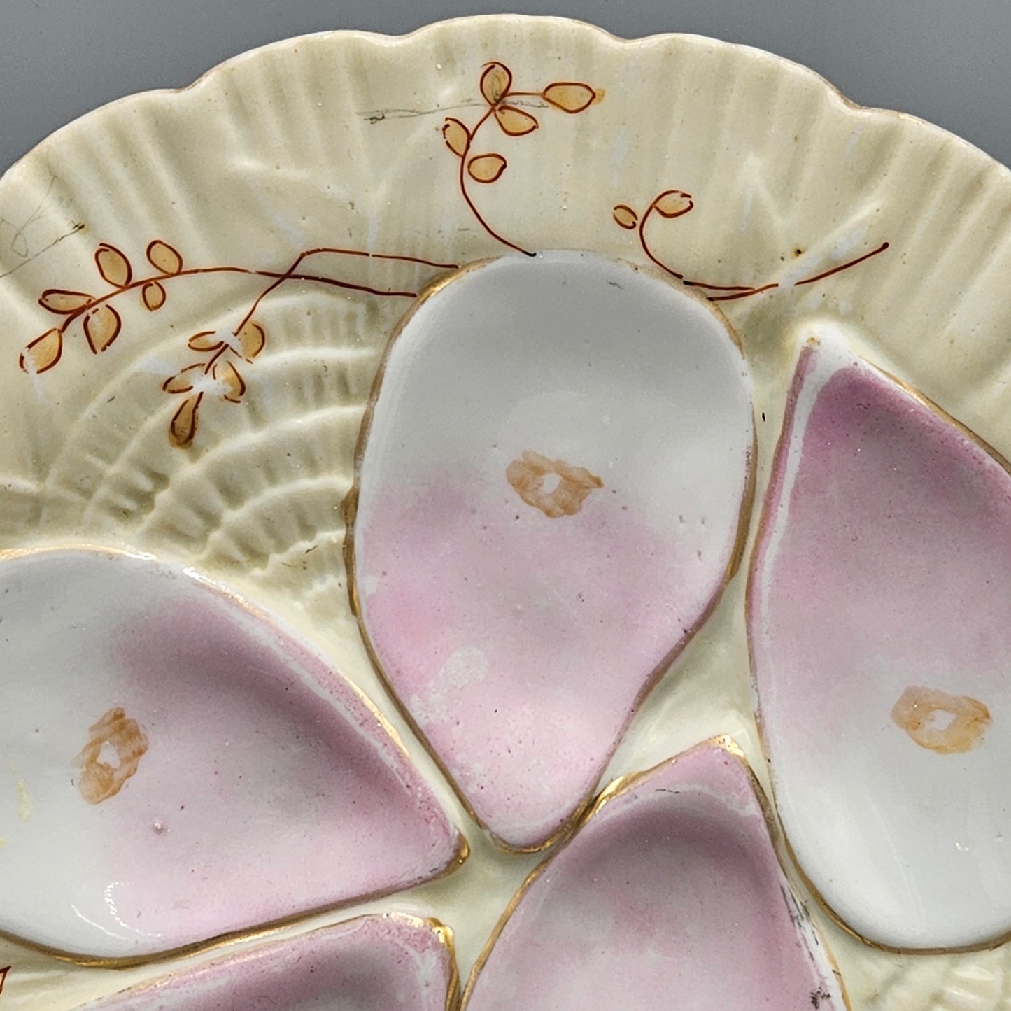 Limoges Porcelain Oyster Plate - Pale Yellow Ground