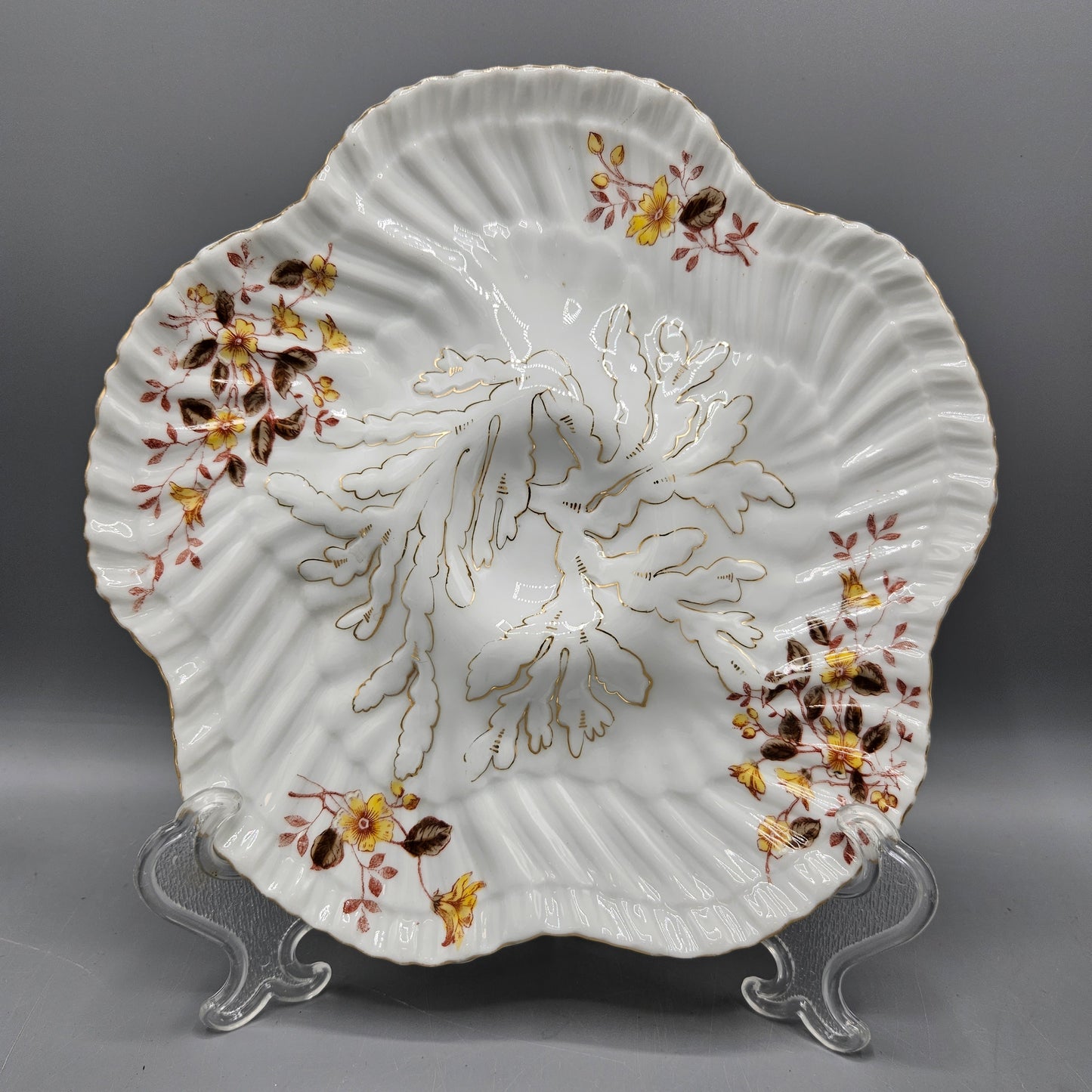 Limoges Porcelain Oyster Plate - Seaweed Pattern