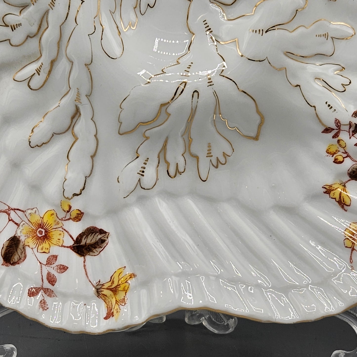 Limoges Porcelain Oyster Plate - Seaweed Pattern