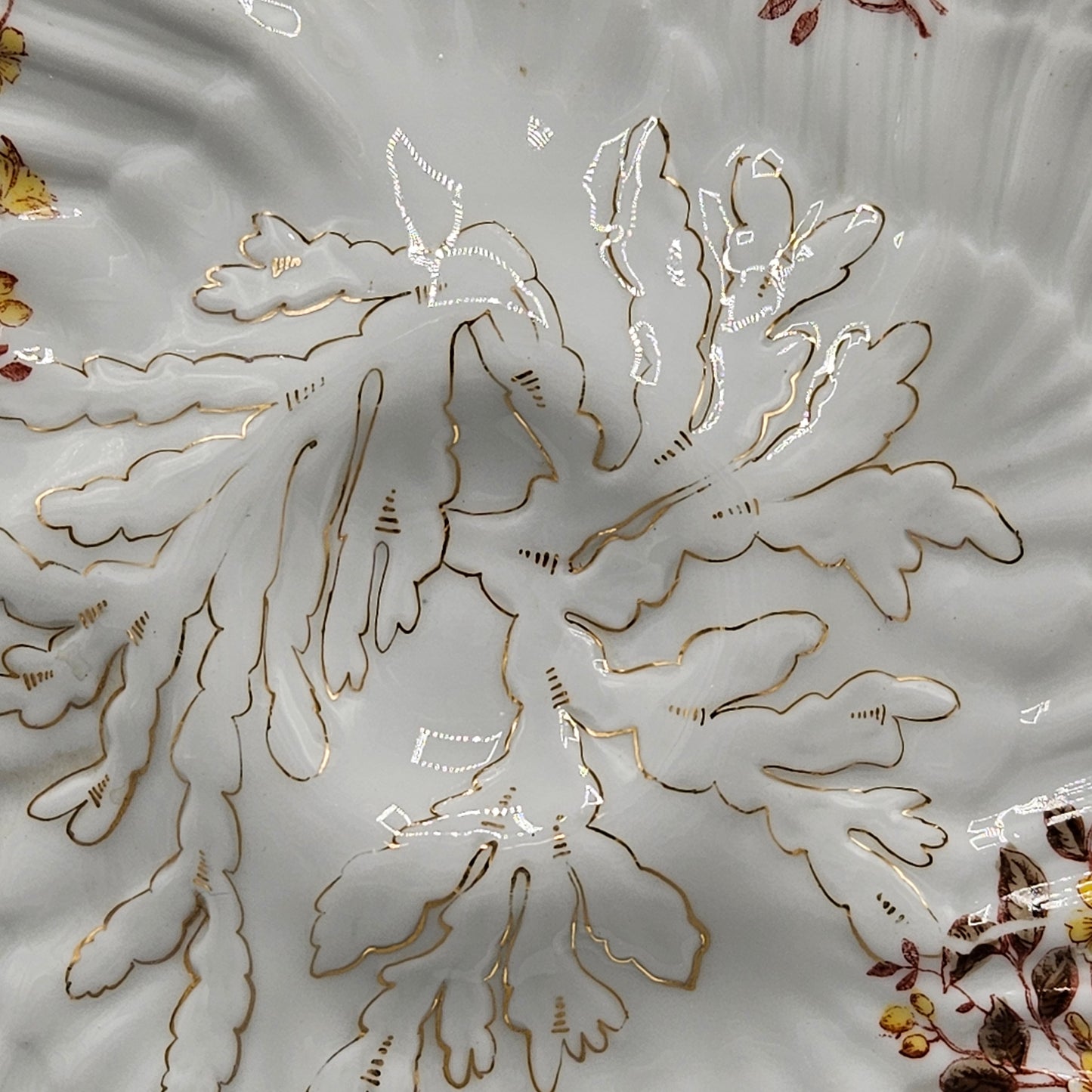 Limoges Porcelain Oyster Plate - Seaweed Pattern
