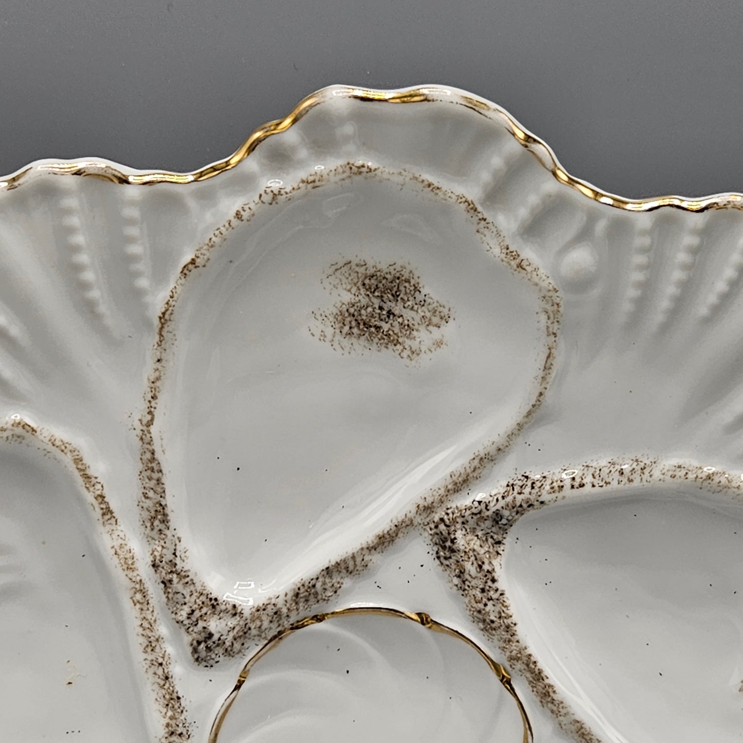 Limoges Porcelain Oyster Plate - Scallop Shell Edge