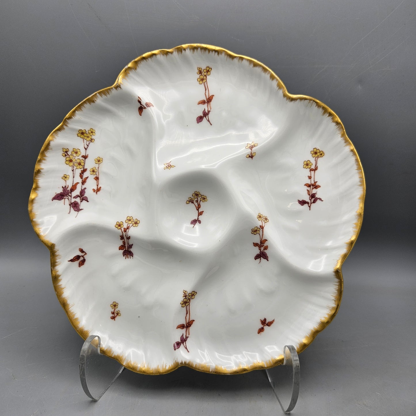 Charles Haviland Limoges Porcelain Oyster Plate with Small Flowers