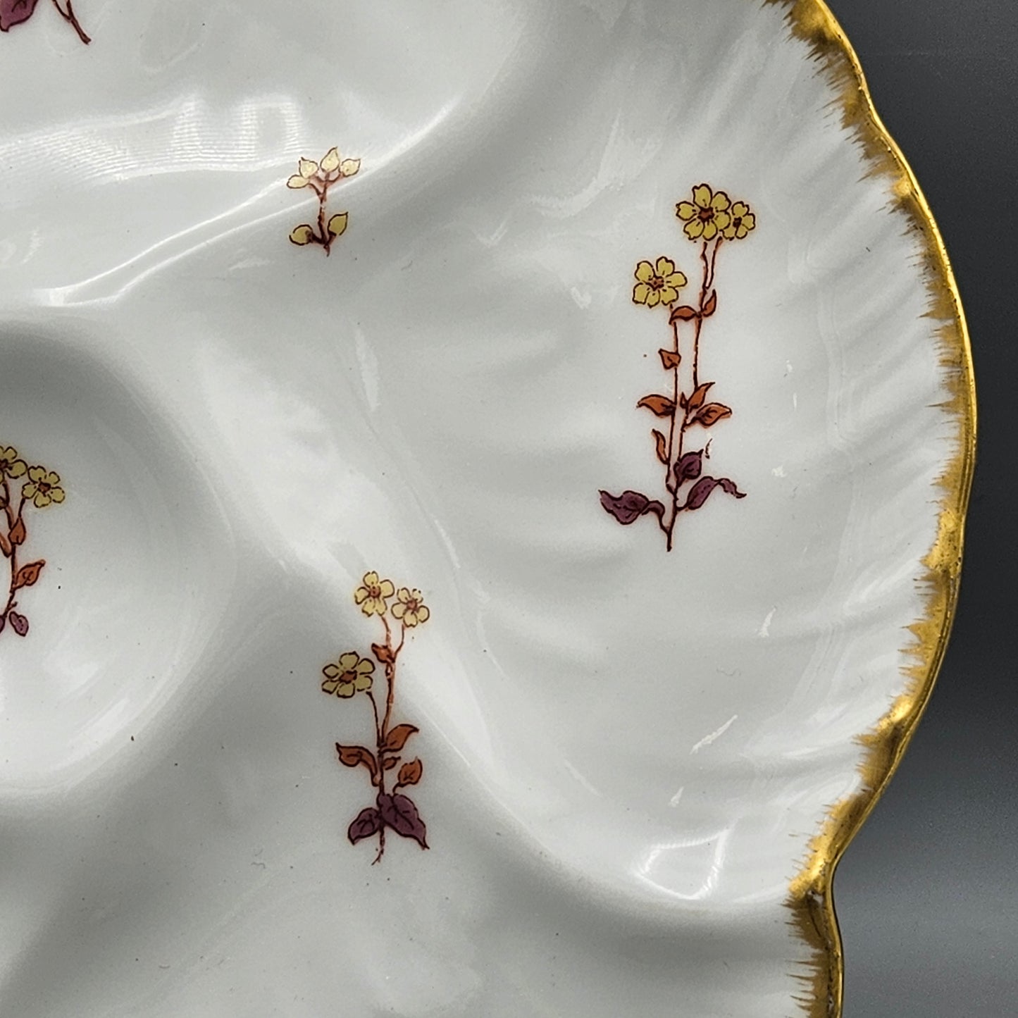 Charles Haviland Limoges Porcelain Oyster Plate with Small Flowers
