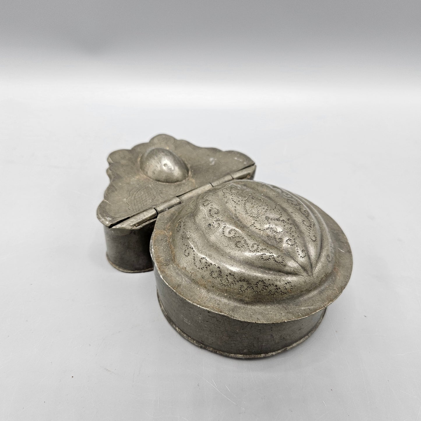 Antique Chinese Pewter Makeup Box
