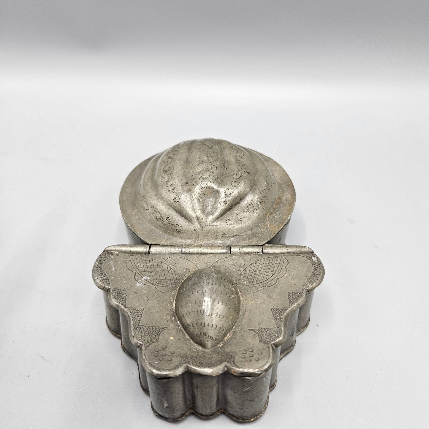 Antique Chinese Pewter Makeup Box