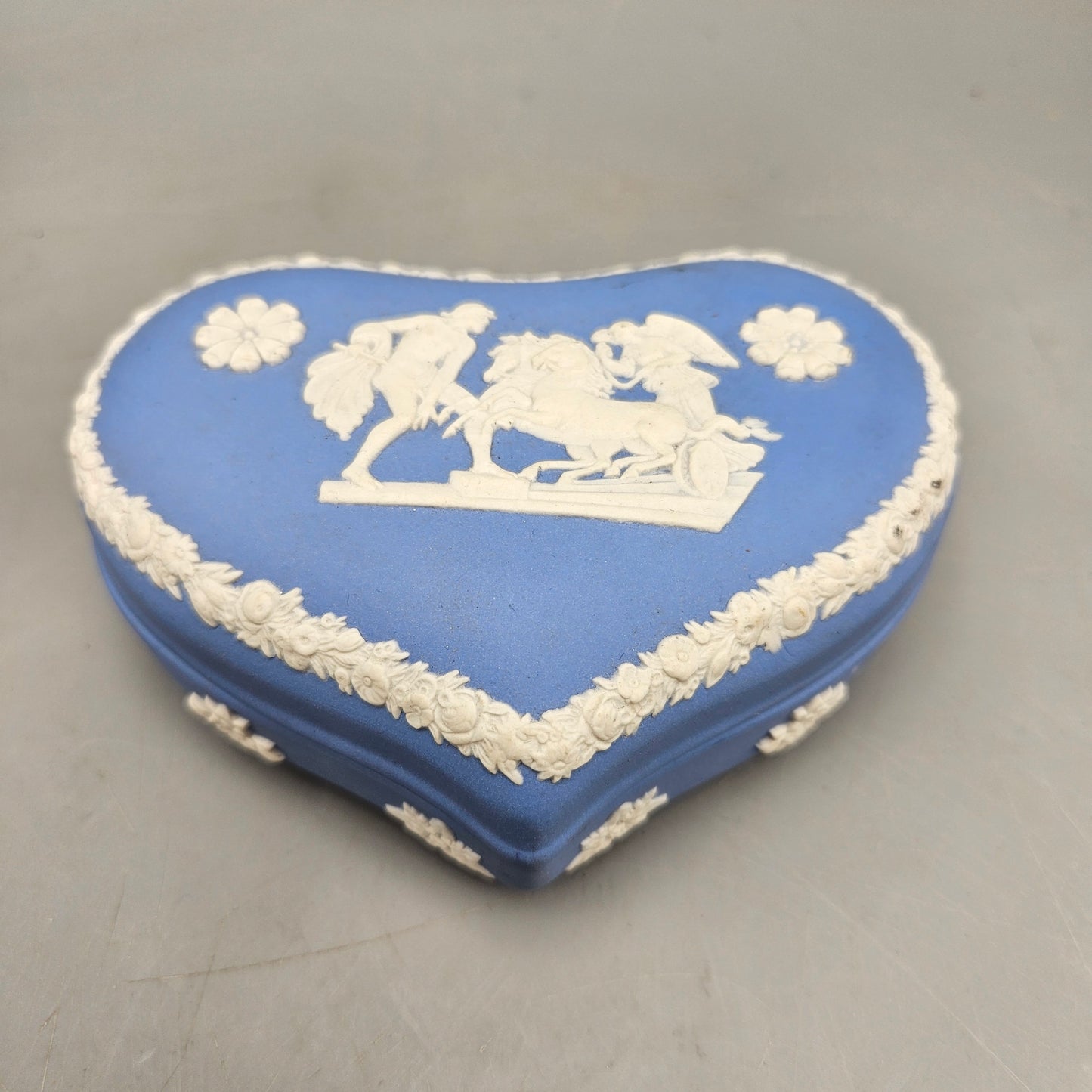 Wedgwood Blue Jasperware Heart Trinket Box