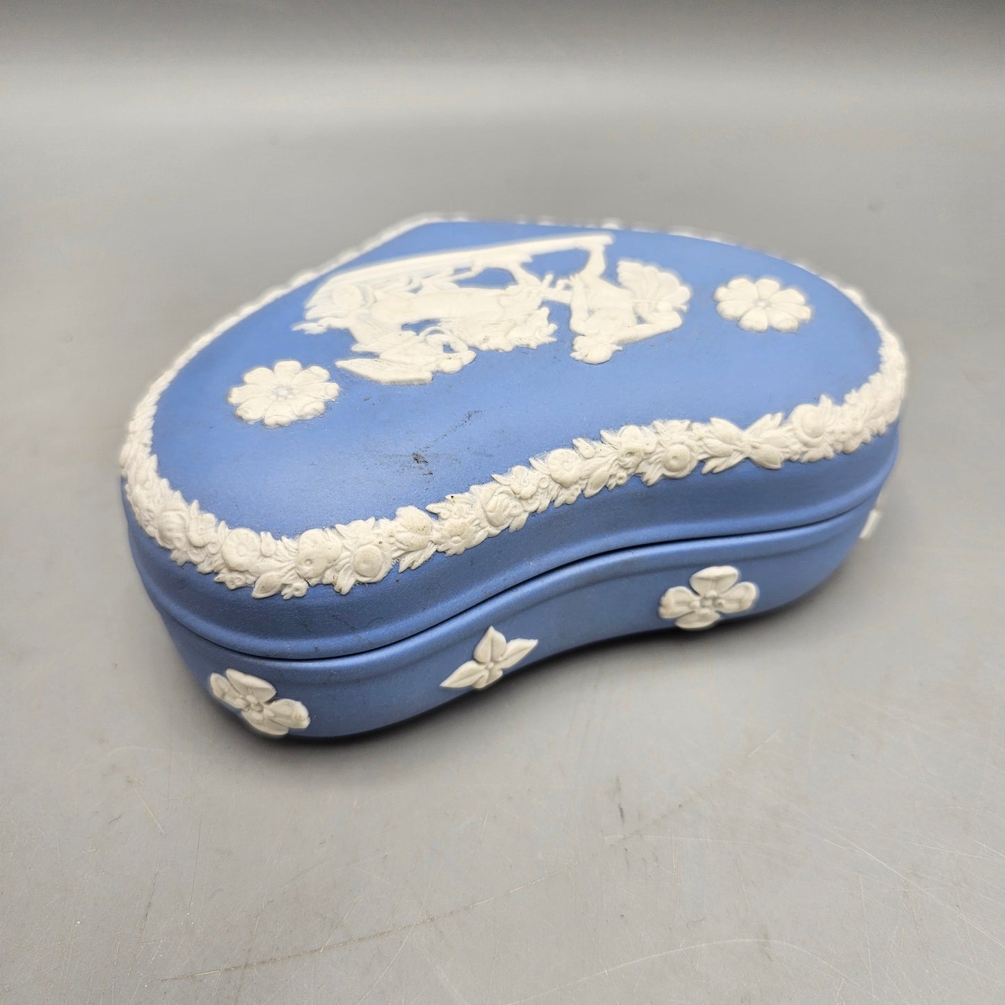 Wedgwood Blue Jasperware Heart Trinket Box