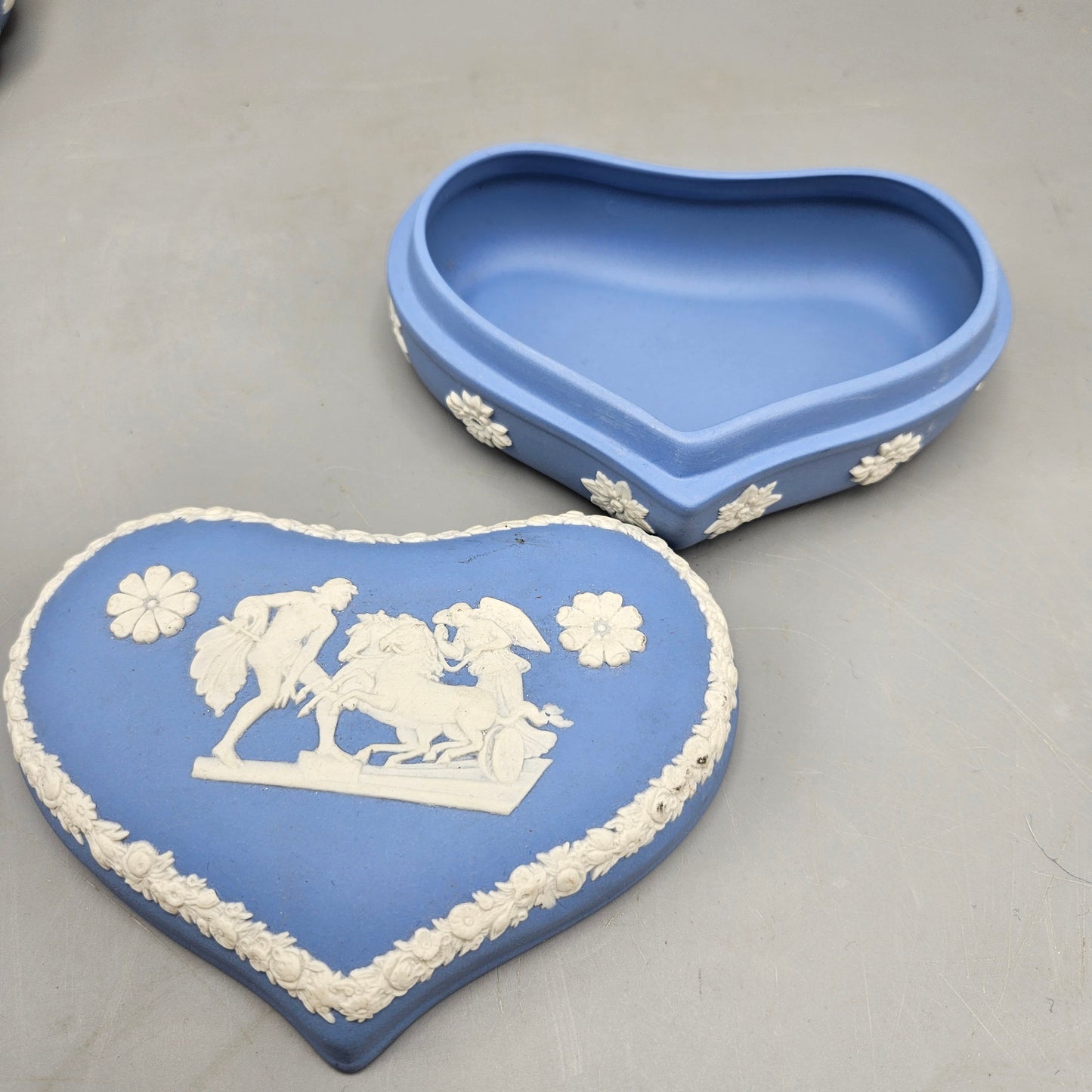 Wedgwood Blue Jasperware Heart Trinket Box