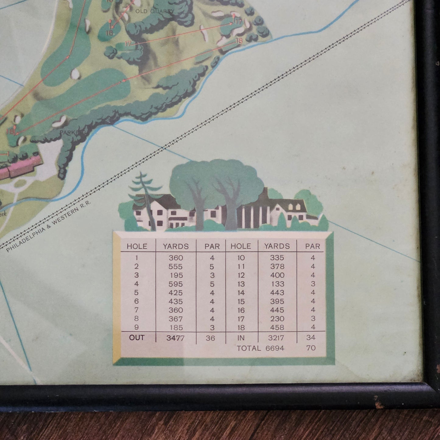 1960 Merion Golf Club Second Eisenhower Trophy Match Color Litho Map