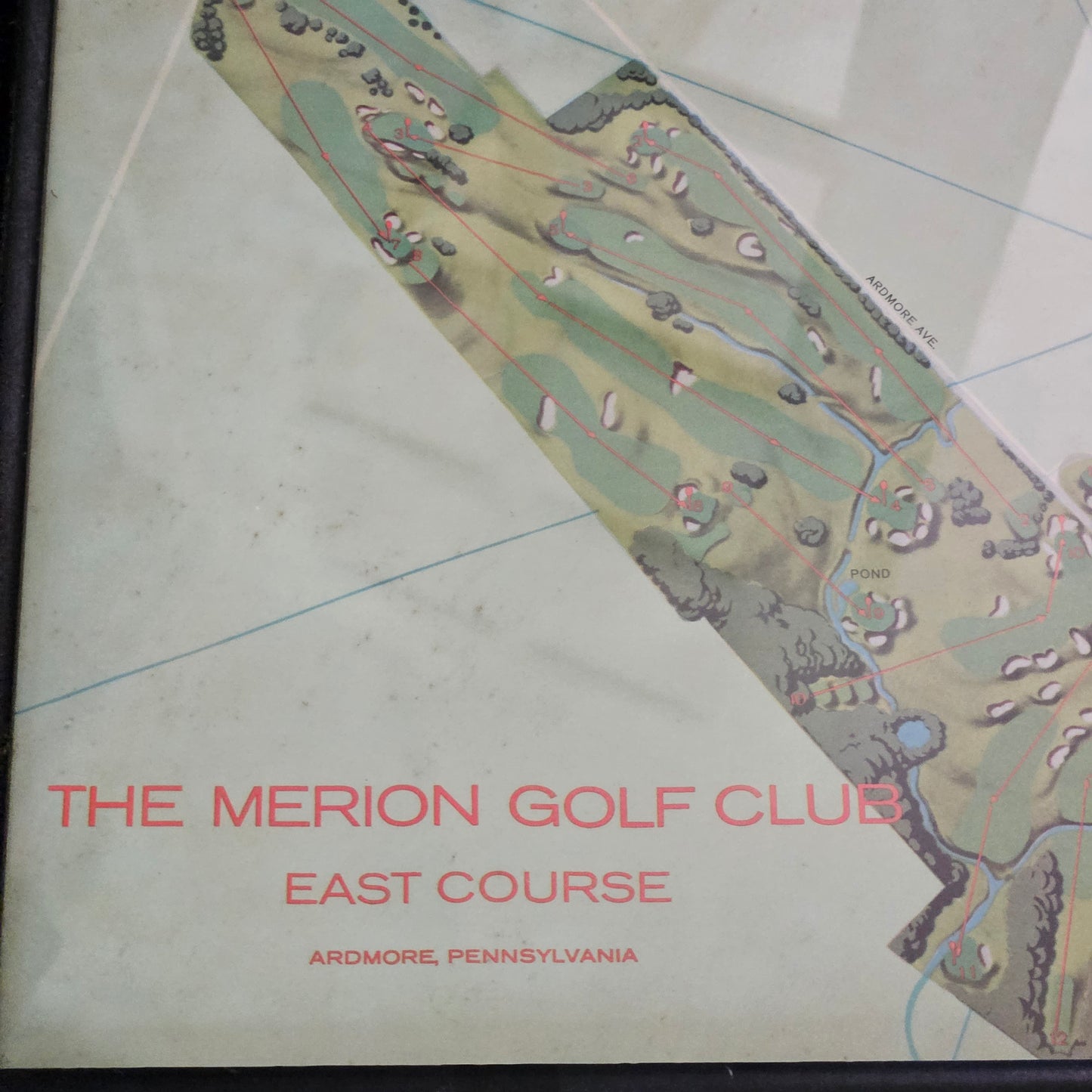 1960 Merion Golf Club Second Eisenhower Trophy Match Color Litho Map