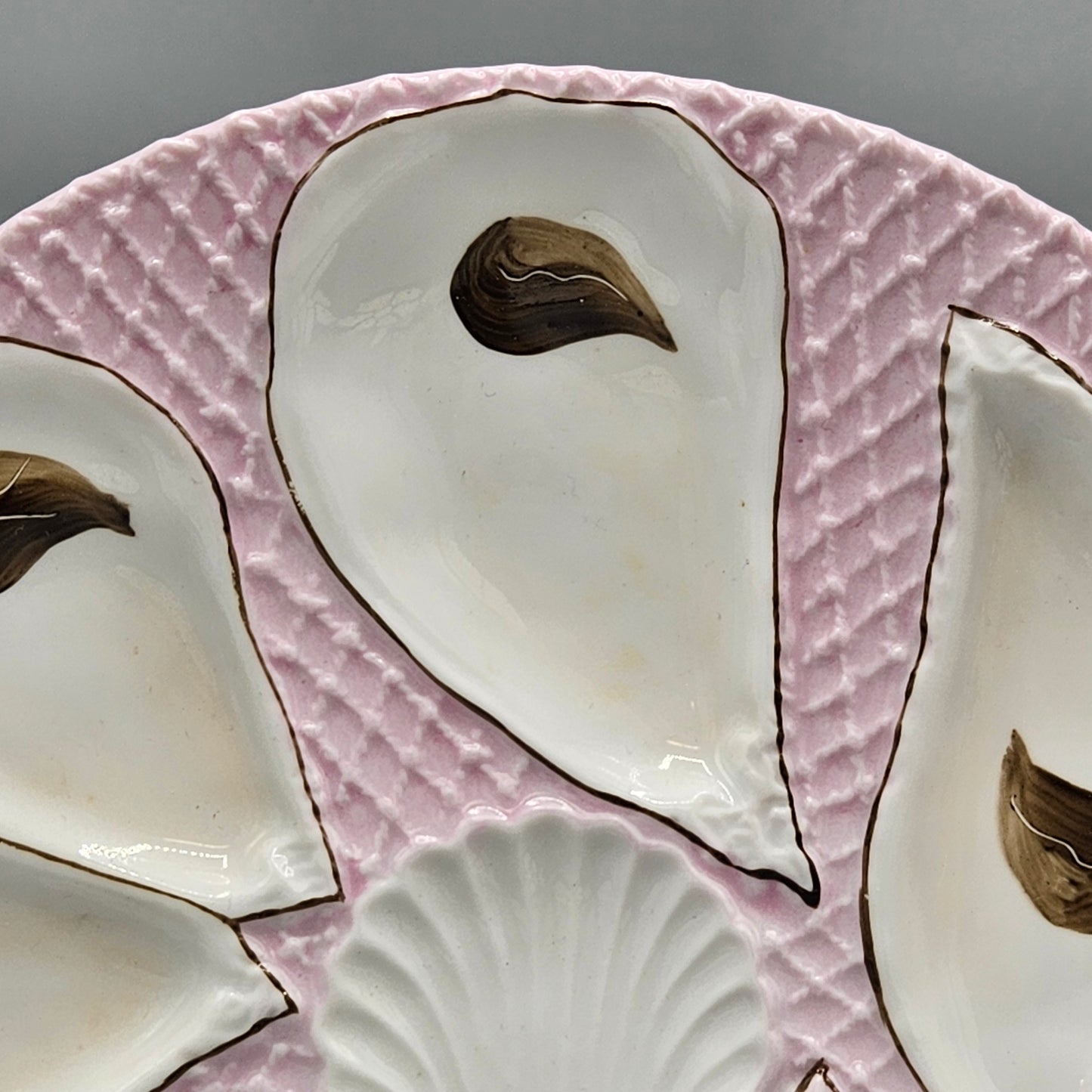 Vintage Pink & White Oyster Plate