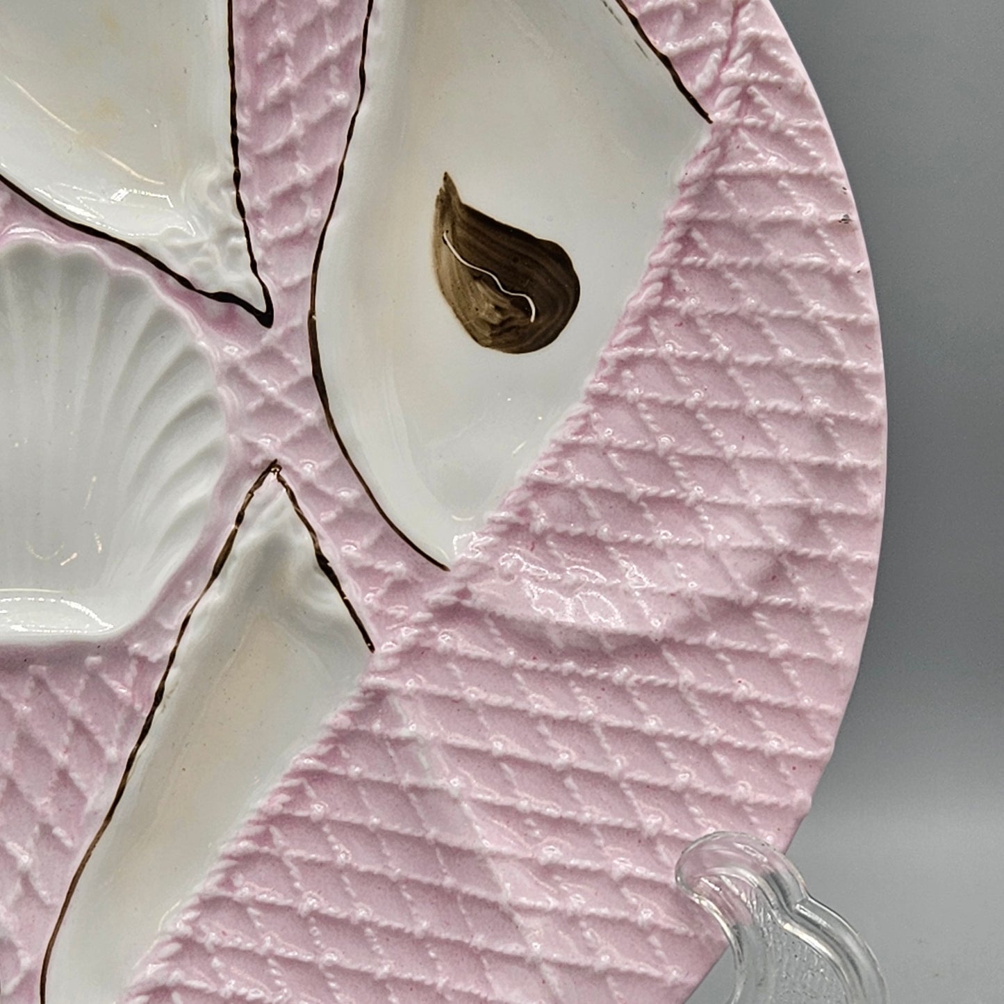 Vintage Pink & White Oyster Plate
