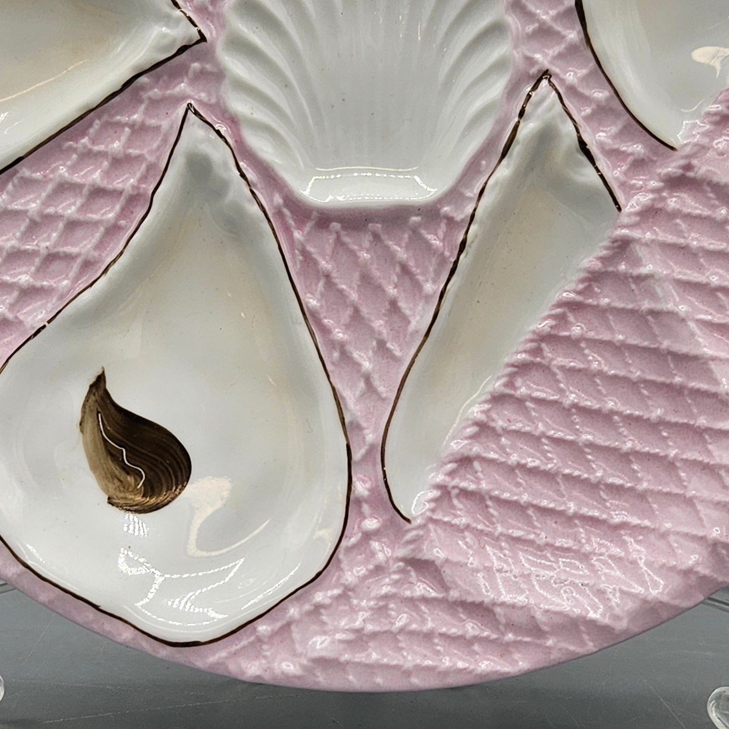 Vintage Pink & White Oyster Plate