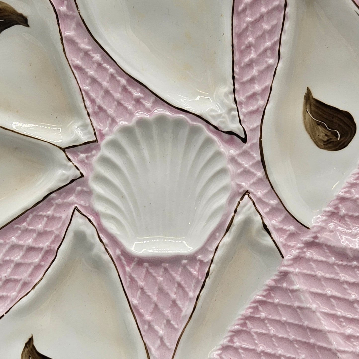 Vintage Pink & White Oyster Plate