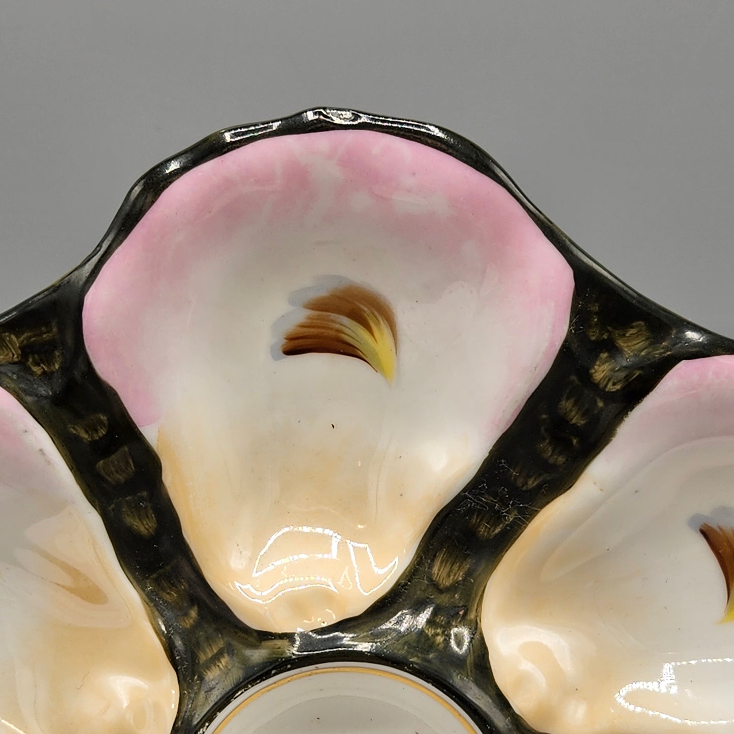 Vintage Pink & Black Oyster Plate