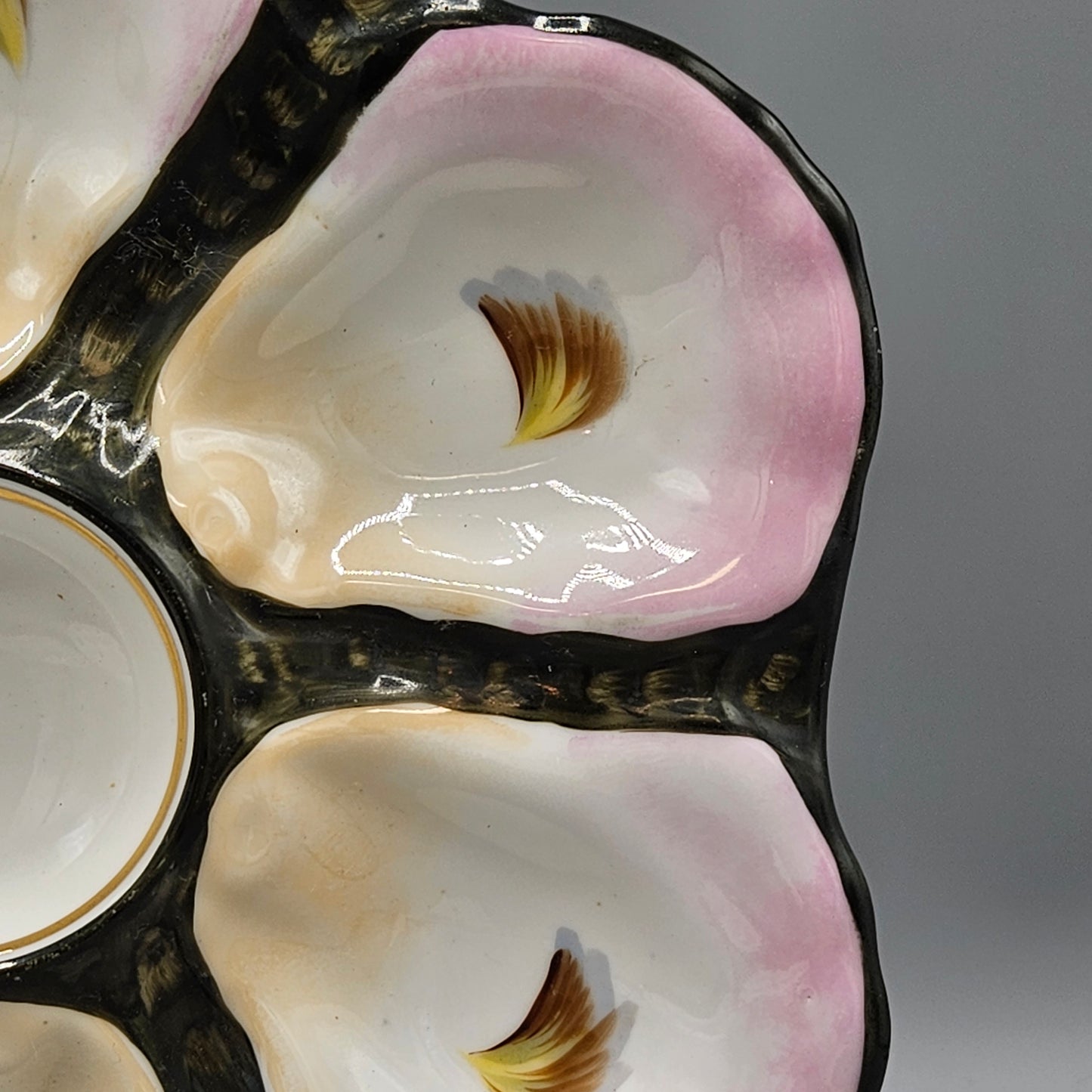Vintage Pink & Black Oyster Plate