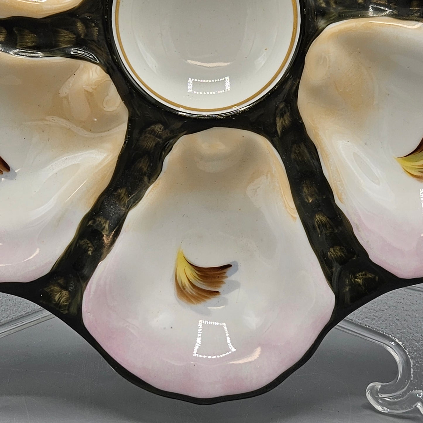 Vintage Pink & Black Oyster Plate