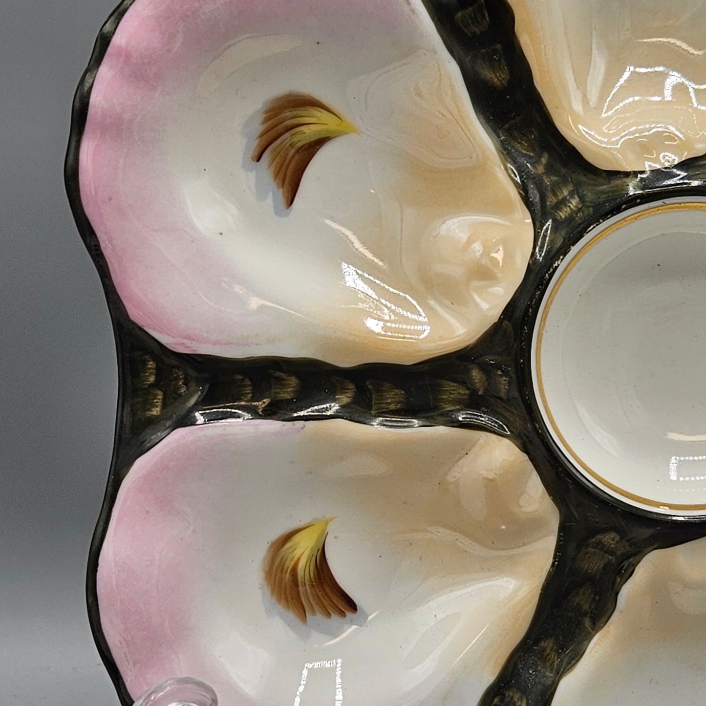 Vintage Pink & Black Oyster Plate
