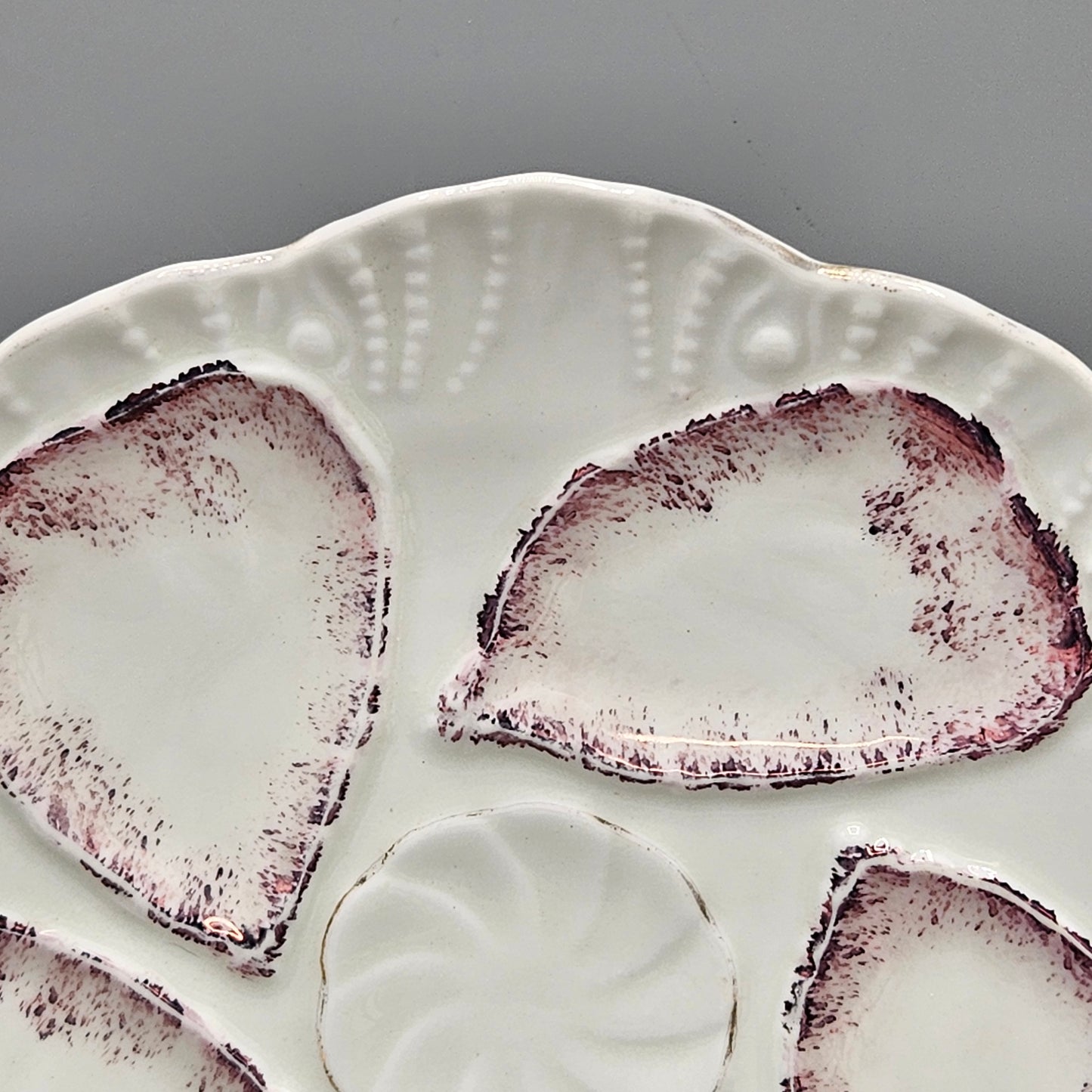 Vintage Pink & White Oyster Plate