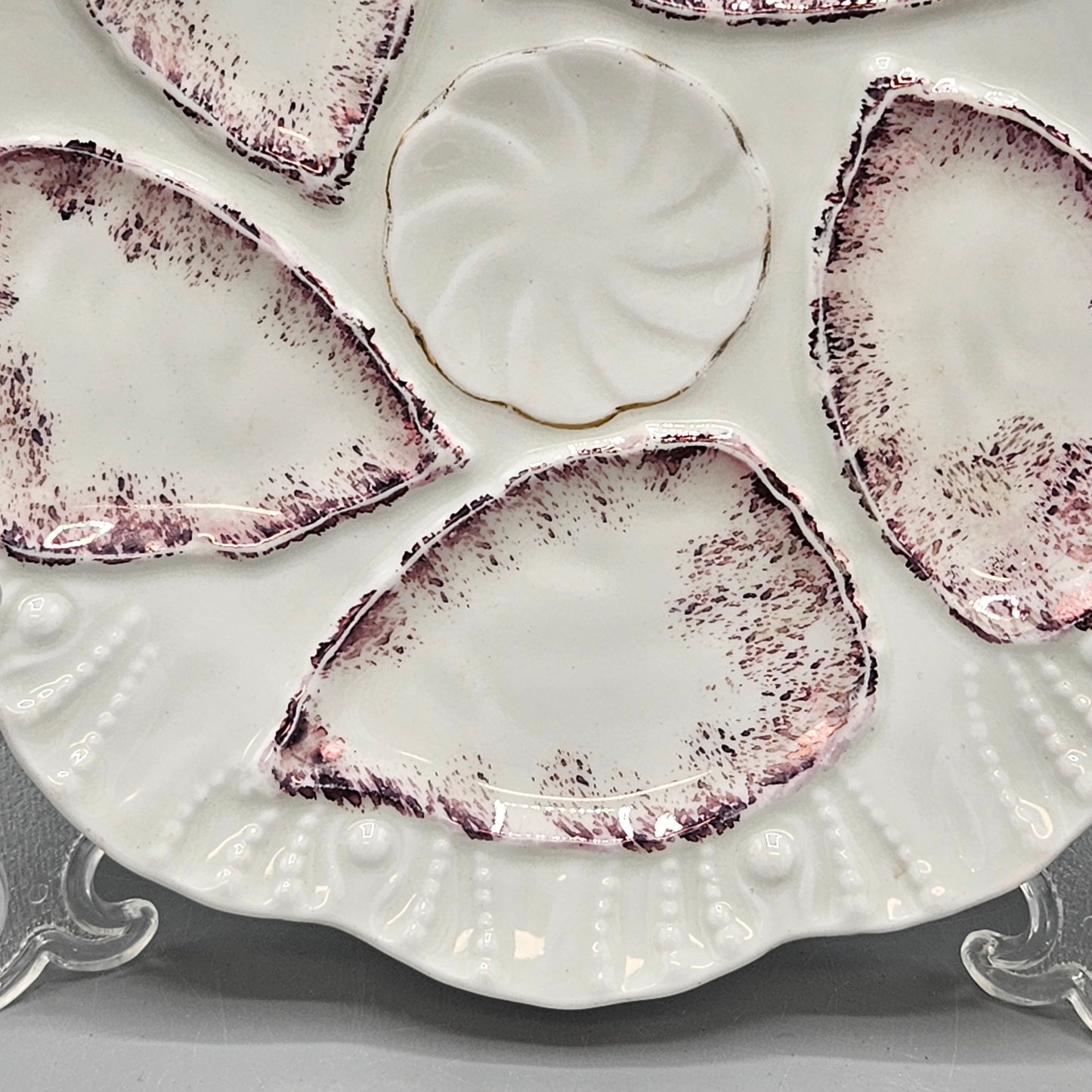 Vintage Pink & White Oyster Plate