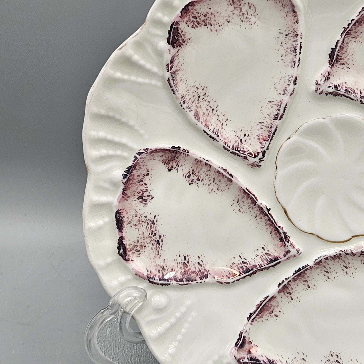 Vintage Pink & White Oyster Plate