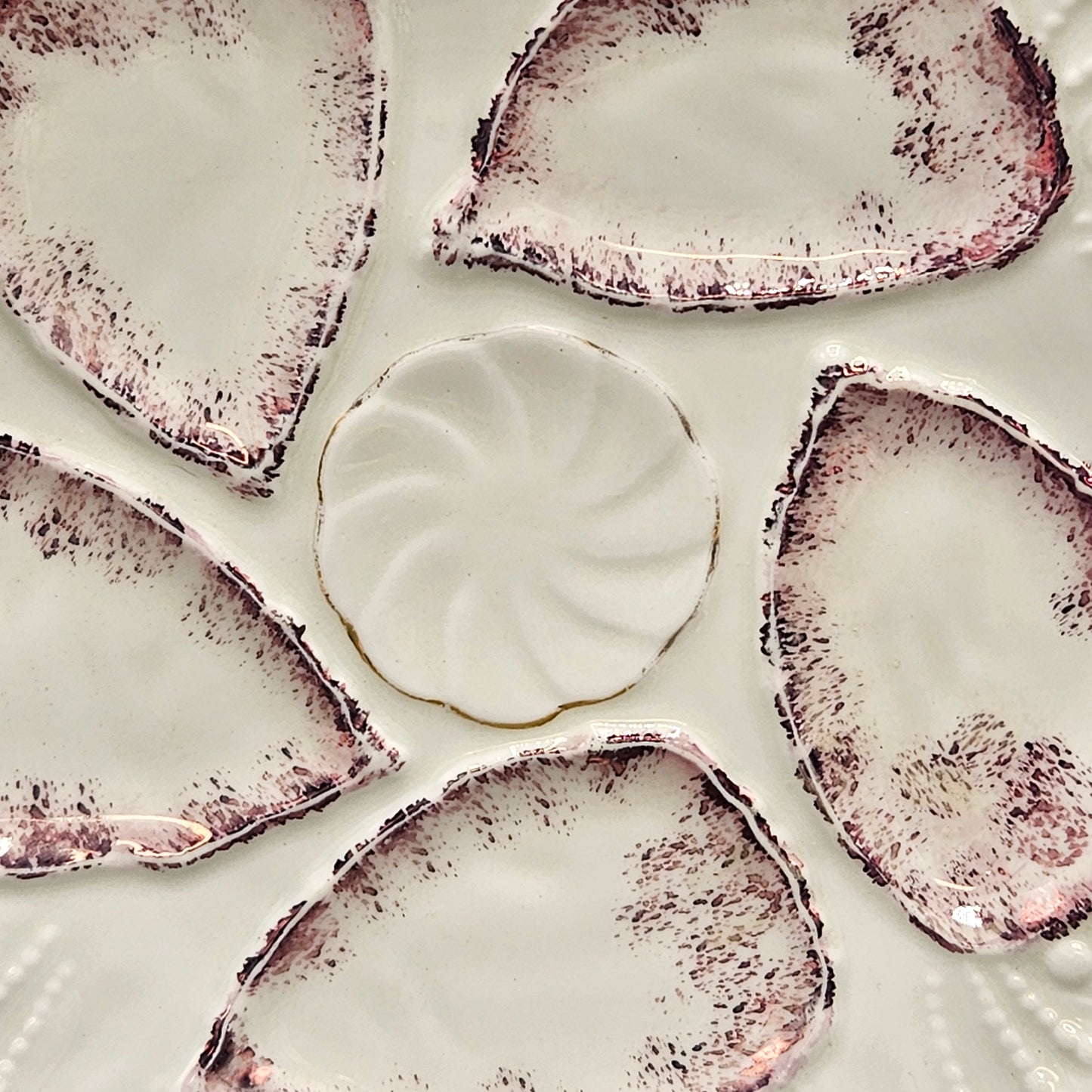 Vintage Pink & White Oyster Plate