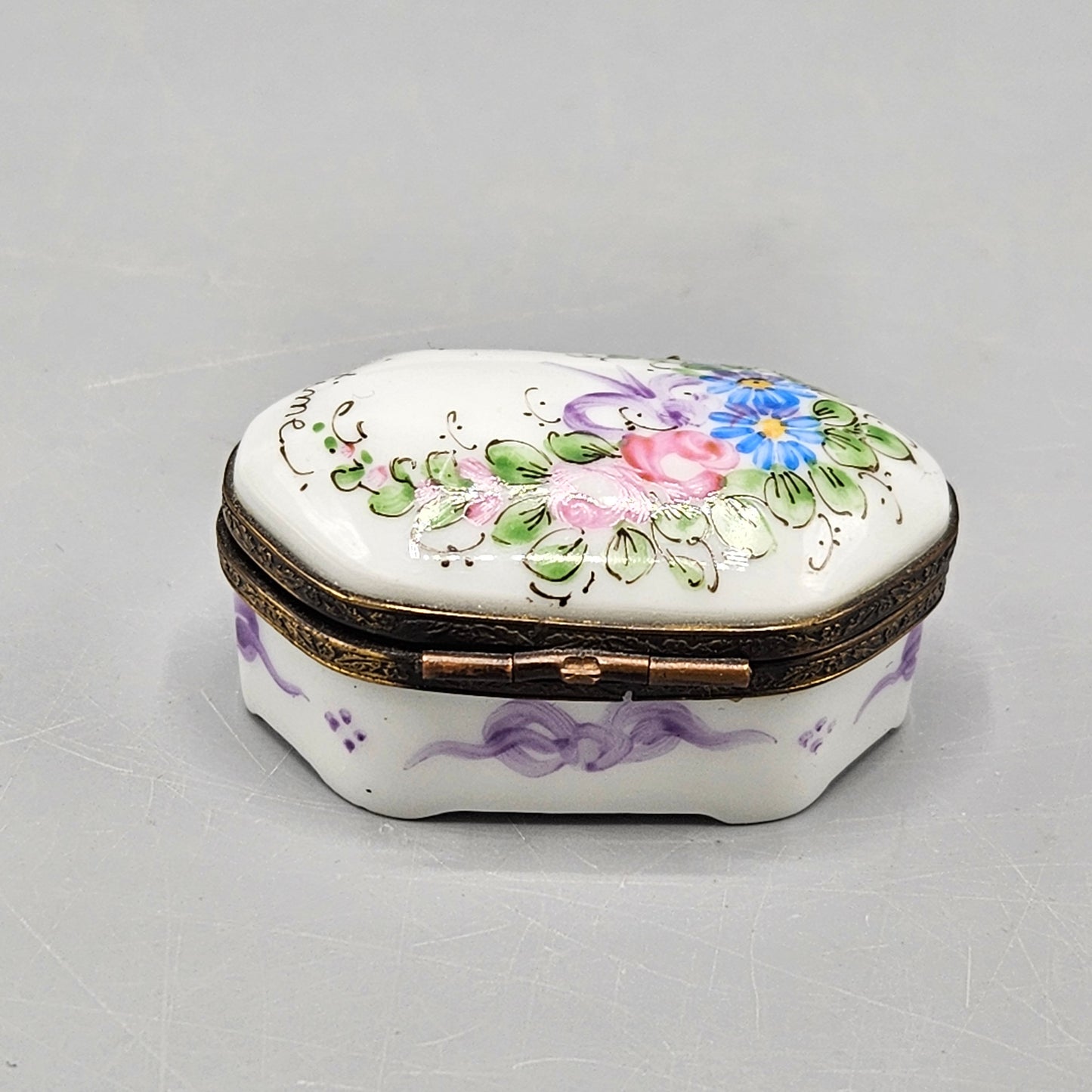 Hand Painted Limoges Porcelain Box with Violets
