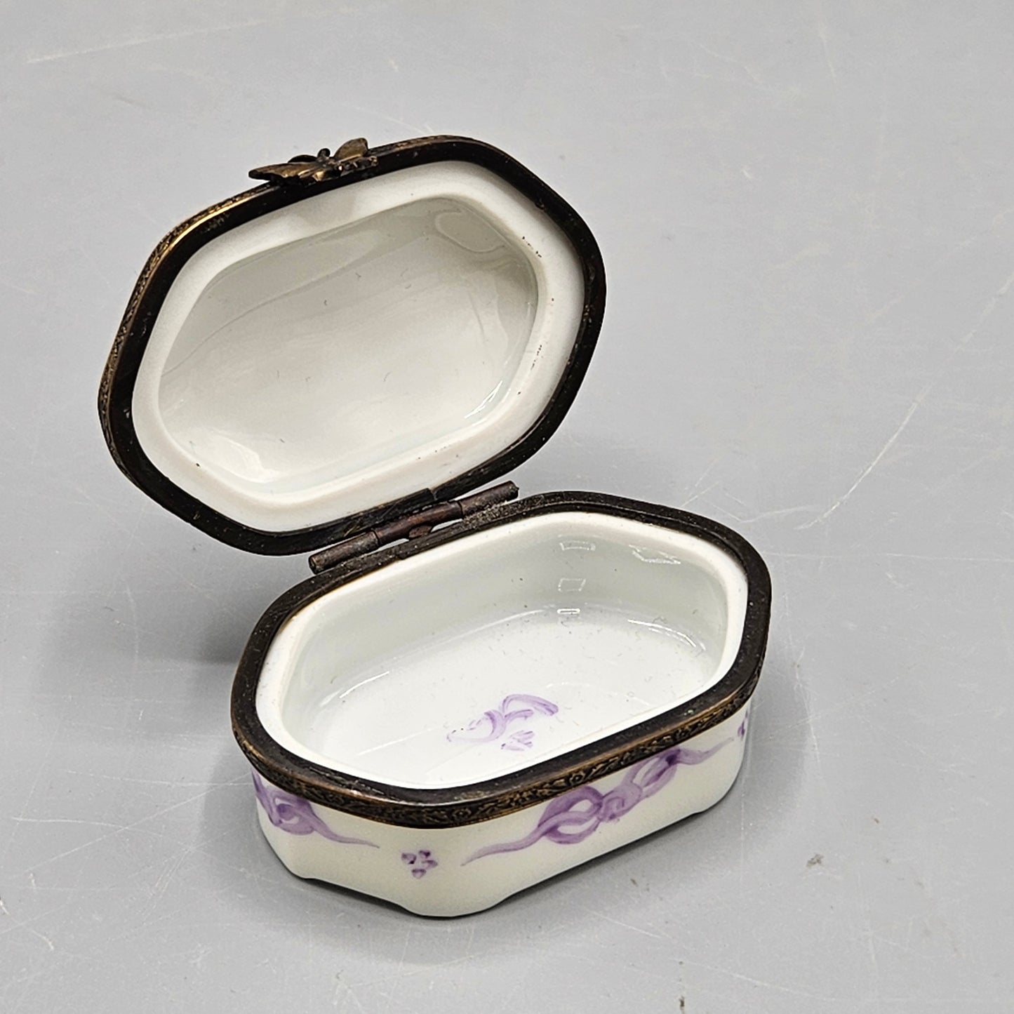 Hand Painted Limoges Porcelain Box with Violets