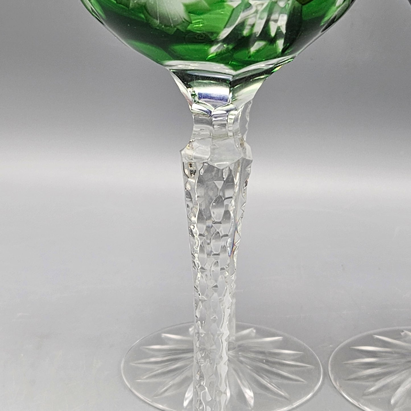 Set of Four Hungarian Crystal Cut to Clear Hock Wine Glasses