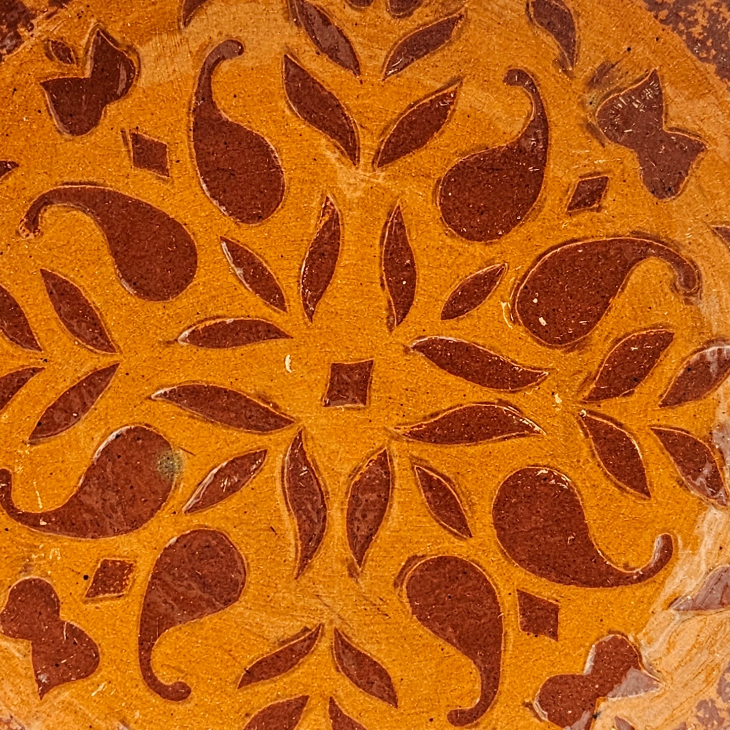 1985 Ned Foltz Redware Plate with Sgraffito Tulips