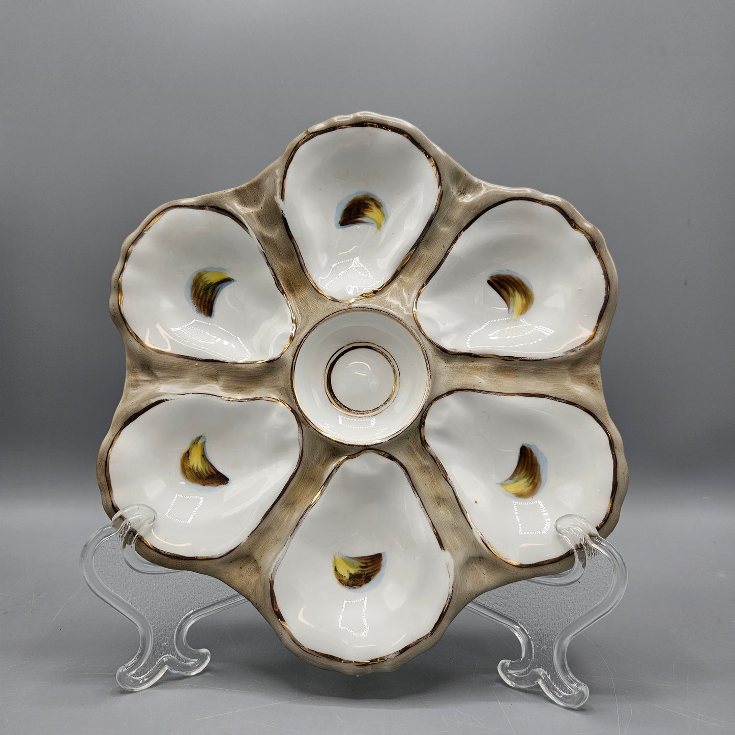 Limoges Porcelain Hand-Painted Oyster Plate