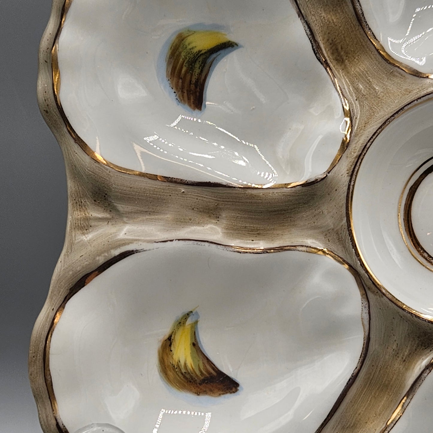 Limoges Porcelain Hand-Painted Oyster Plate
