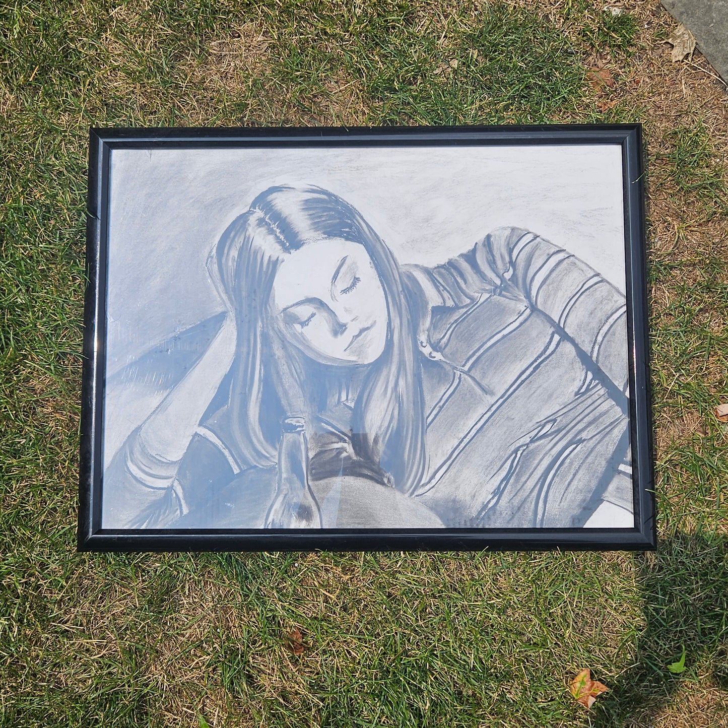 Charcoal Drawing - Girl Resting