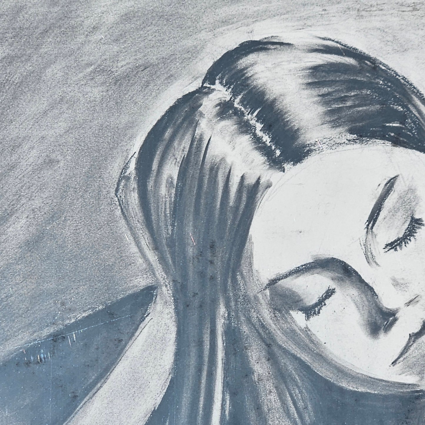 Charcoal Drawing - Girl Resting