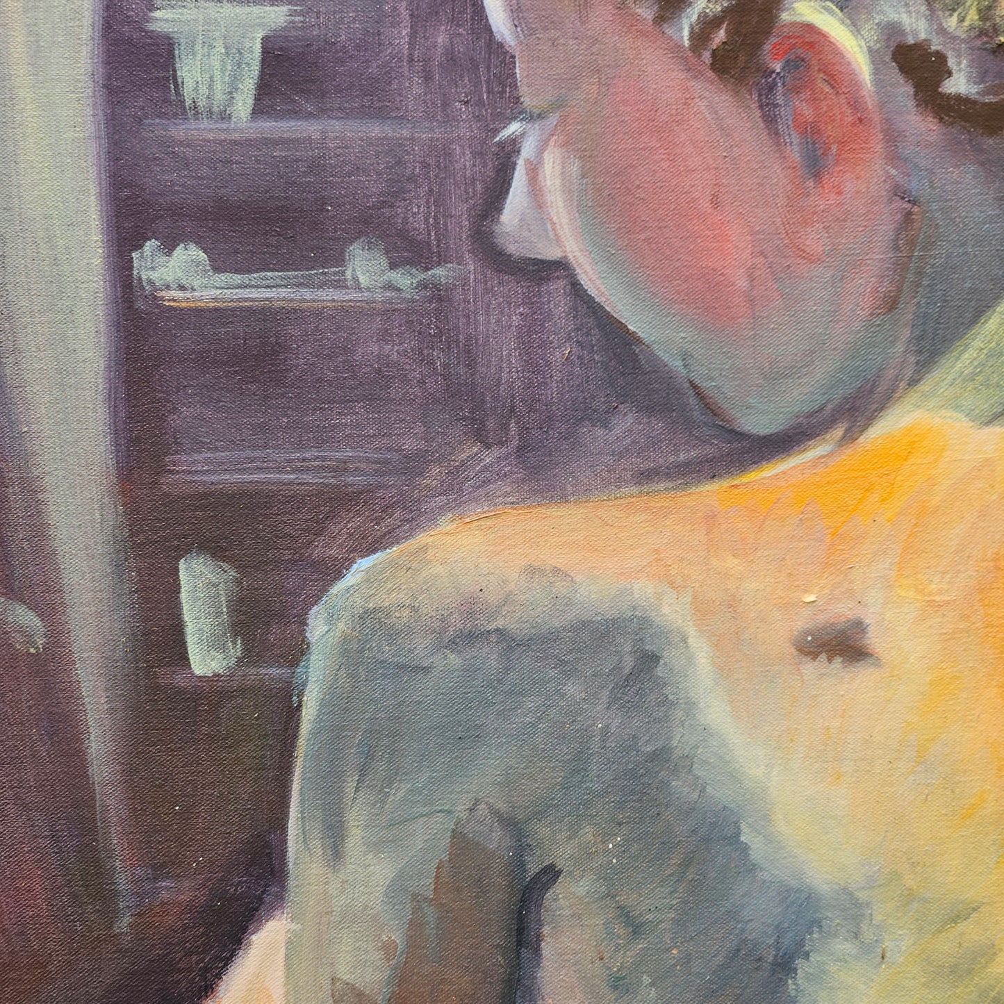 Oil on Canvas Nude Young Woman from Rear