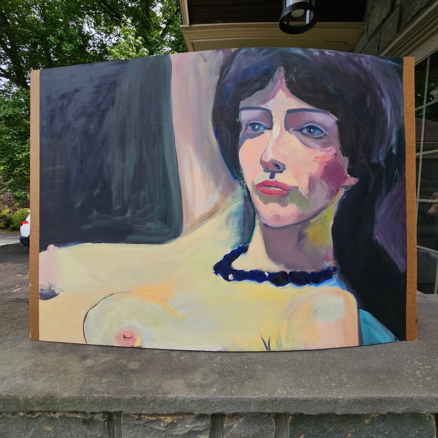 Oil on Board - Reclining Nude Woman