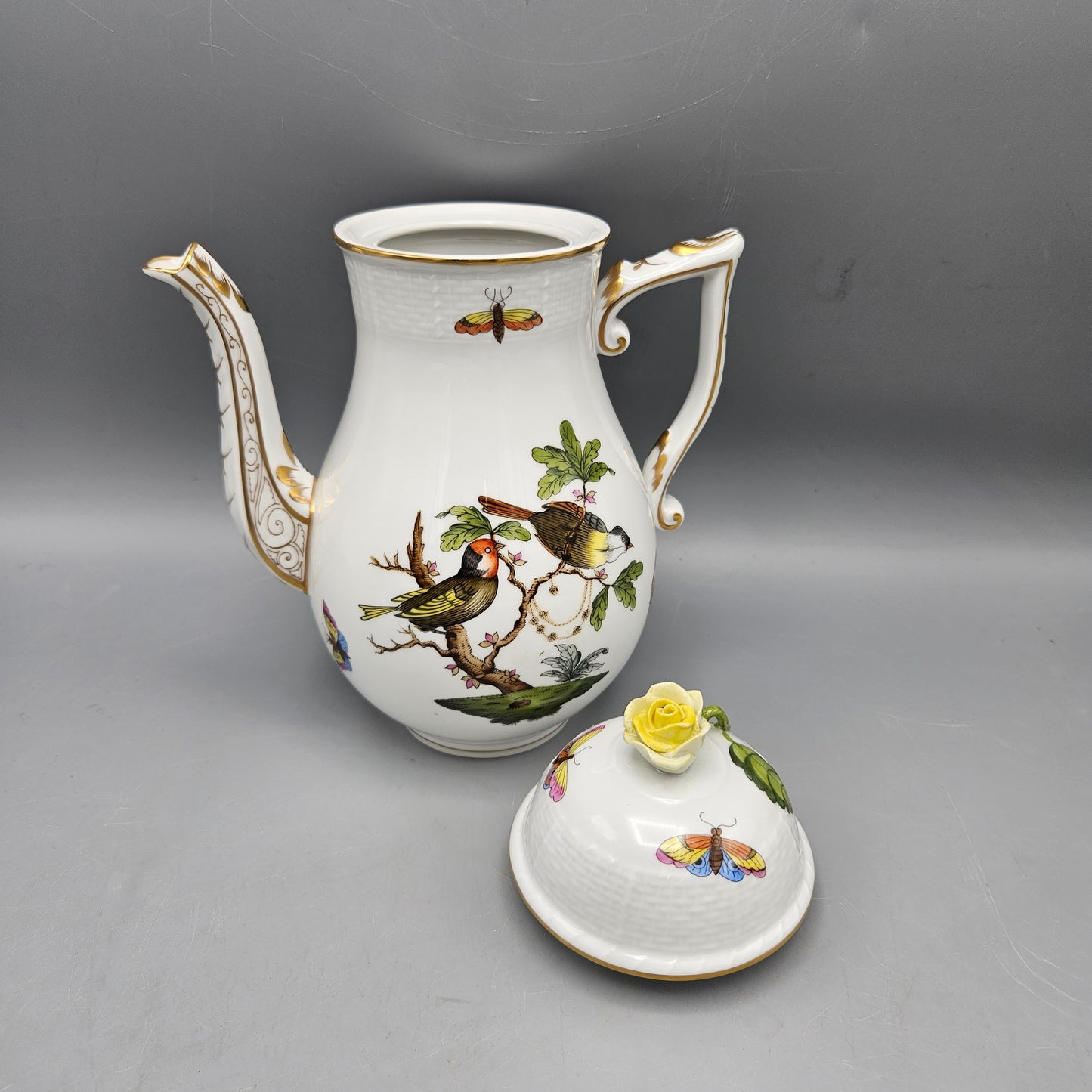 Herend Porcelain Rothschild Birds Coffee Pot