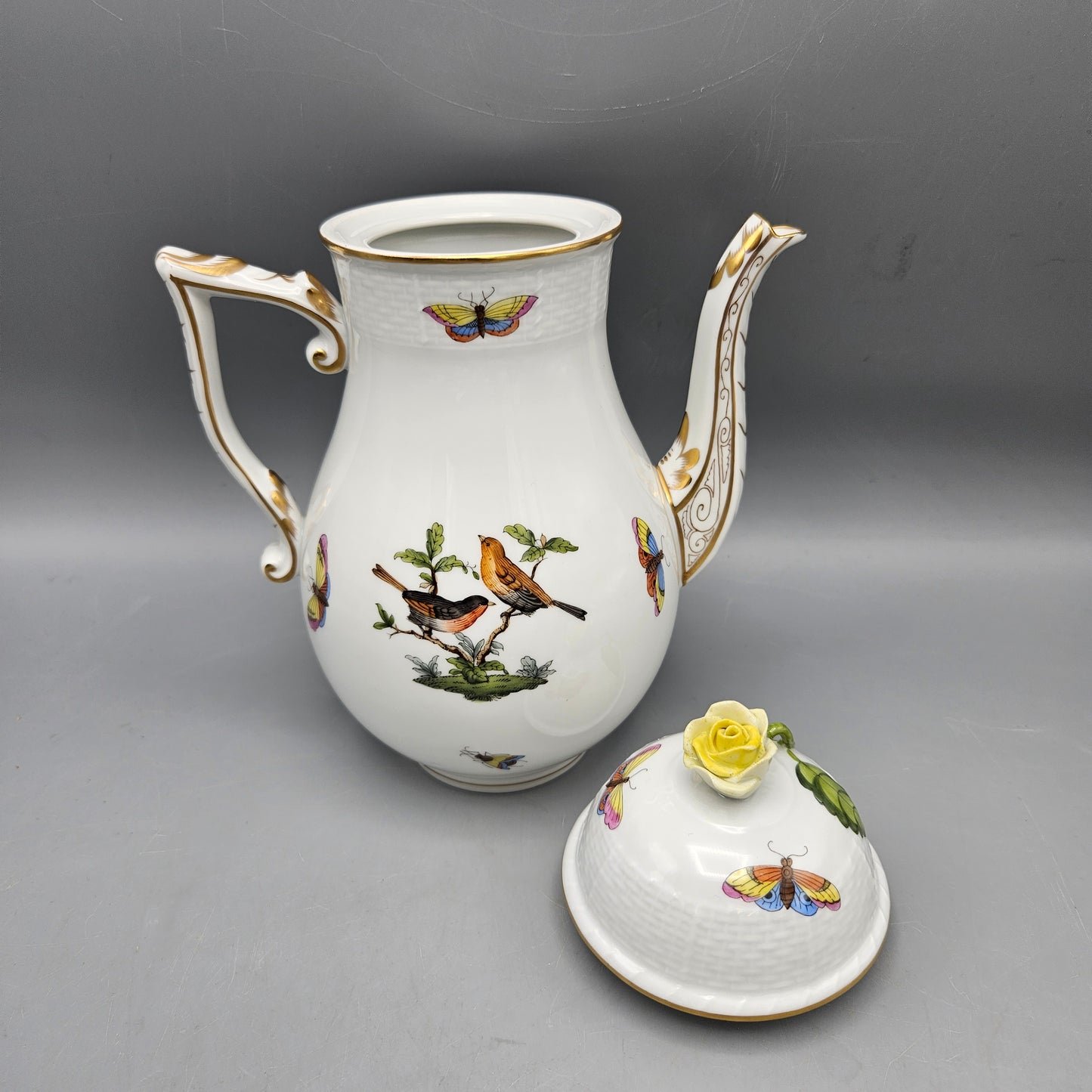 Herend Porcelain Rothschild Birds Coffee Pot