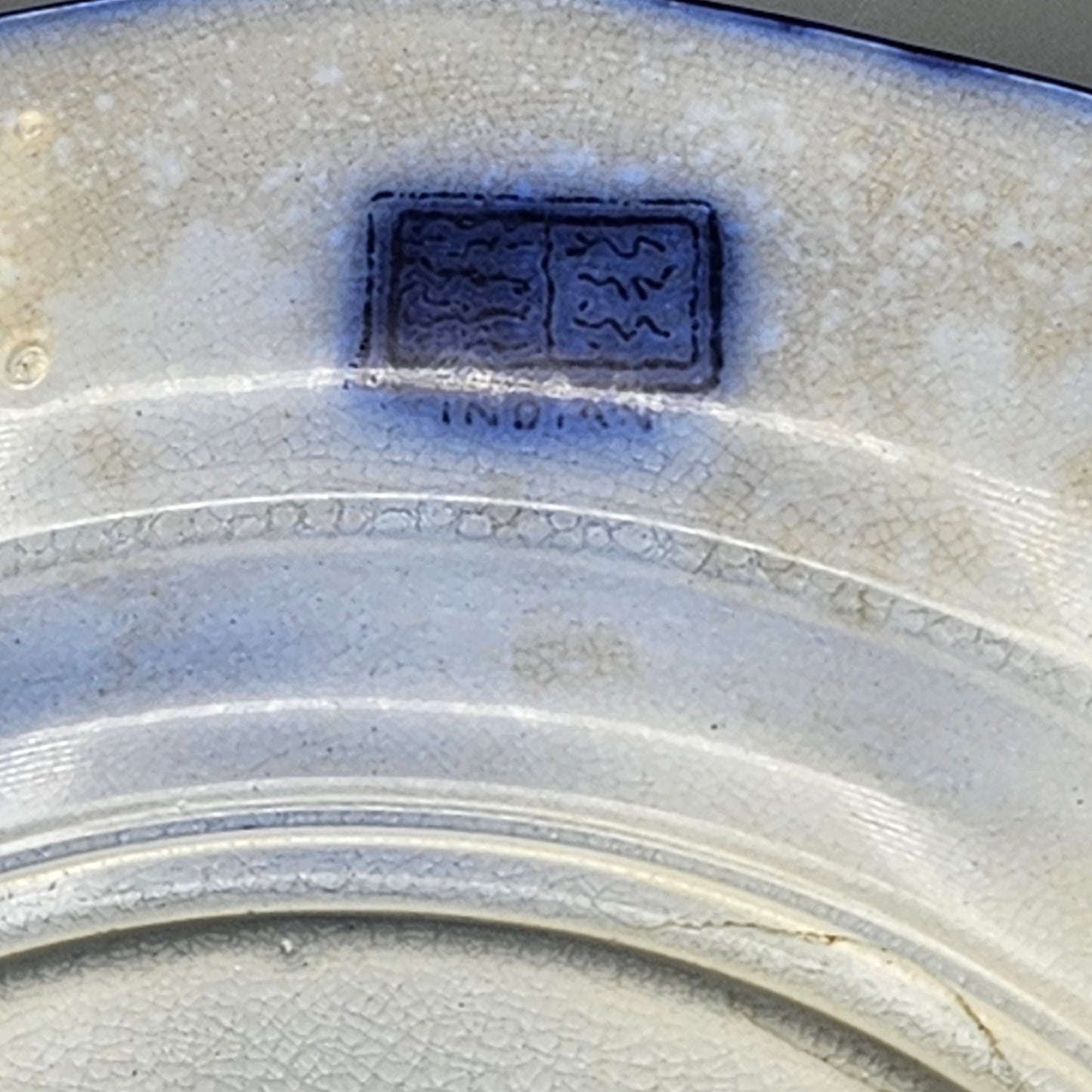 Antique Staffordshire Flow Blue Indian Pattern Plate