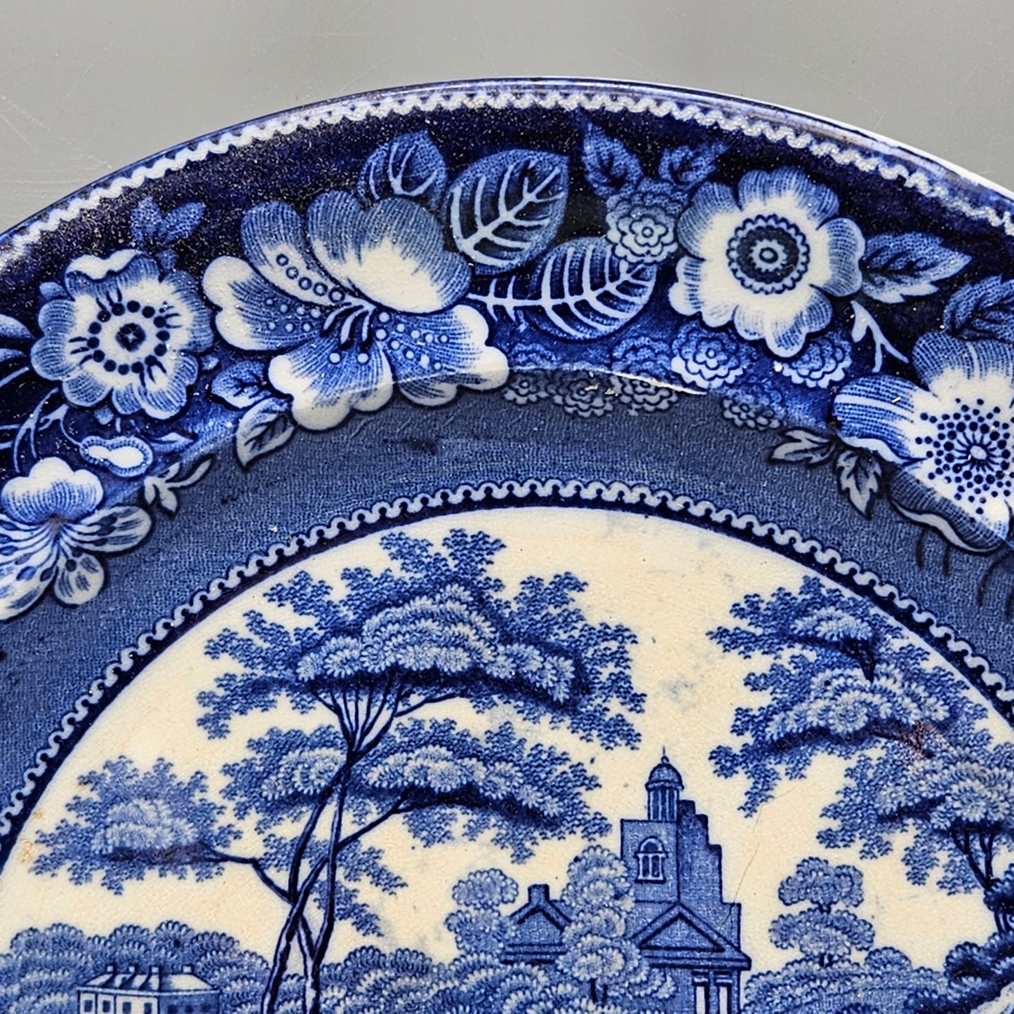J & M P Bell & Co Wild Rose Blue Transferware Plate